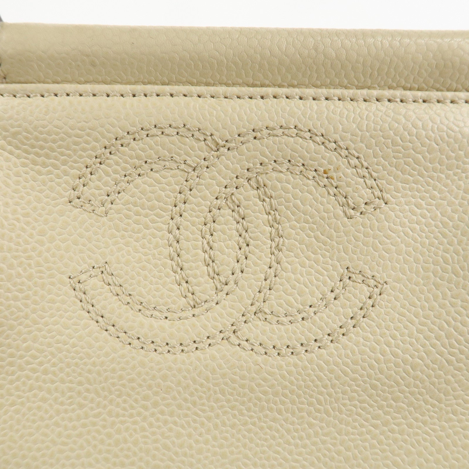 CHANEL COCO Mark Caviarskin Hand Bag Ivory Brown