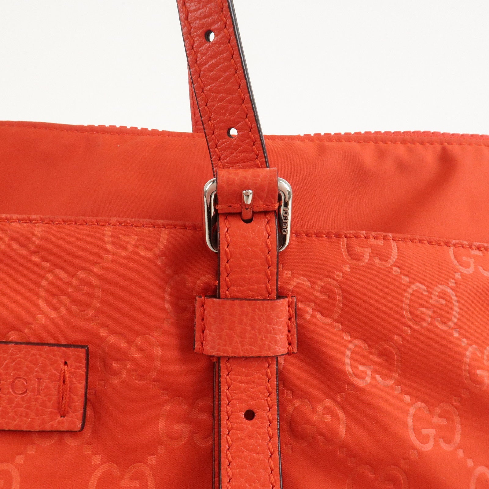 GUCCI GG Nylon Leather 2WAY Bag Hand Bag Shoulder Bag Red 387067