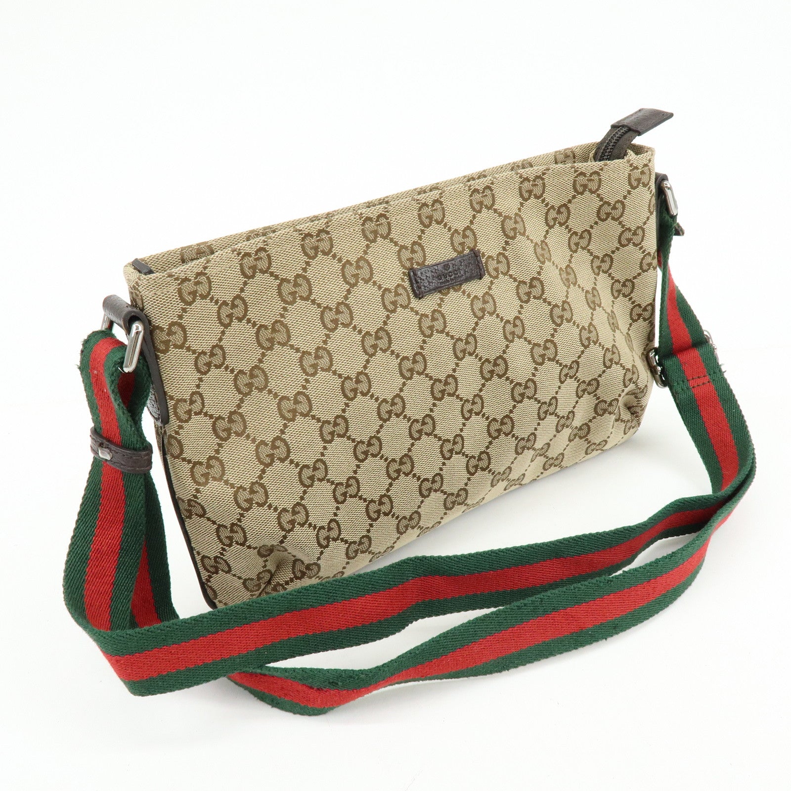 GUCCI Sherry GG Canvas Leather Shoulder Crossbody Bag 189749