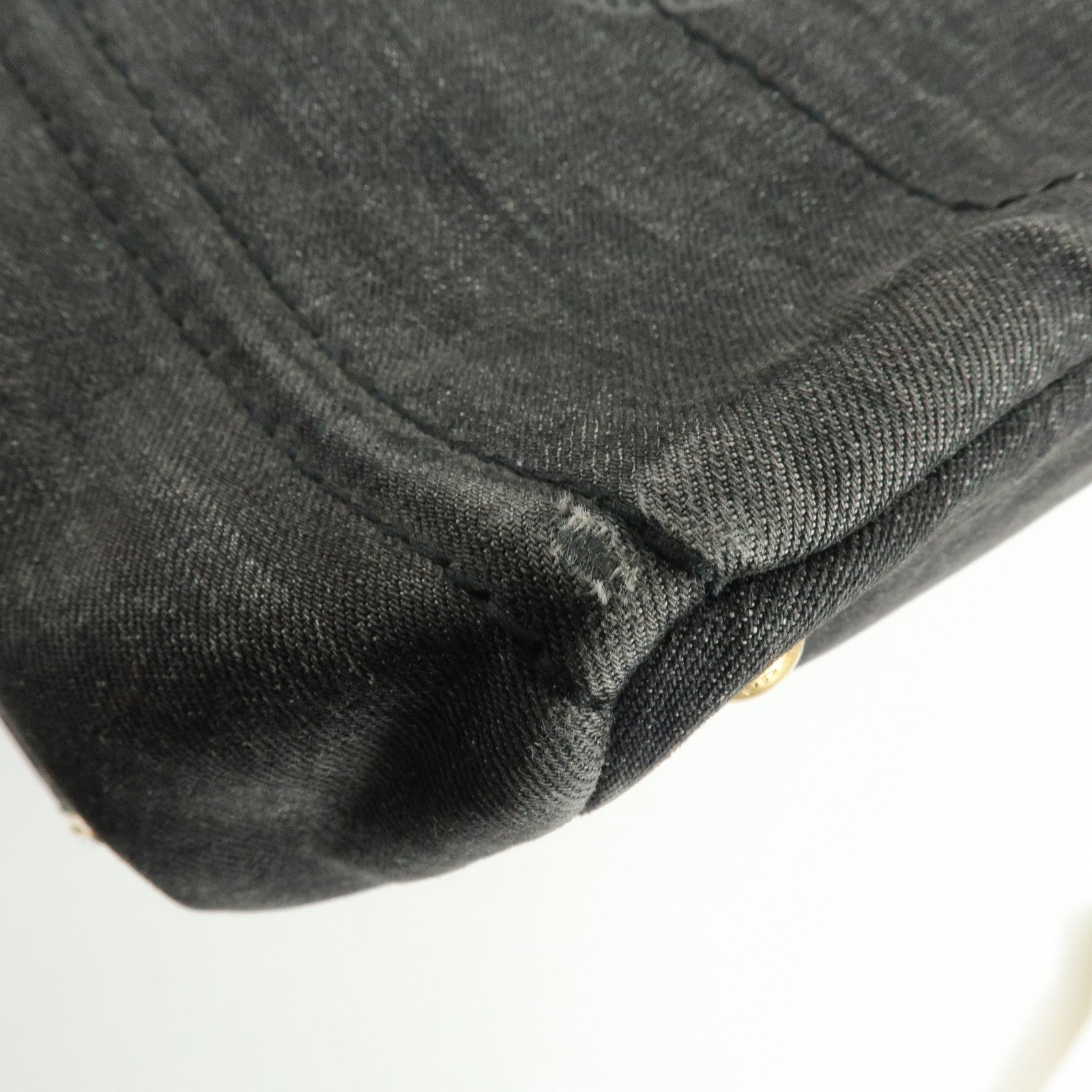 PRADA Canapa Denim Tote Bag Hand Bag Black 1BG642