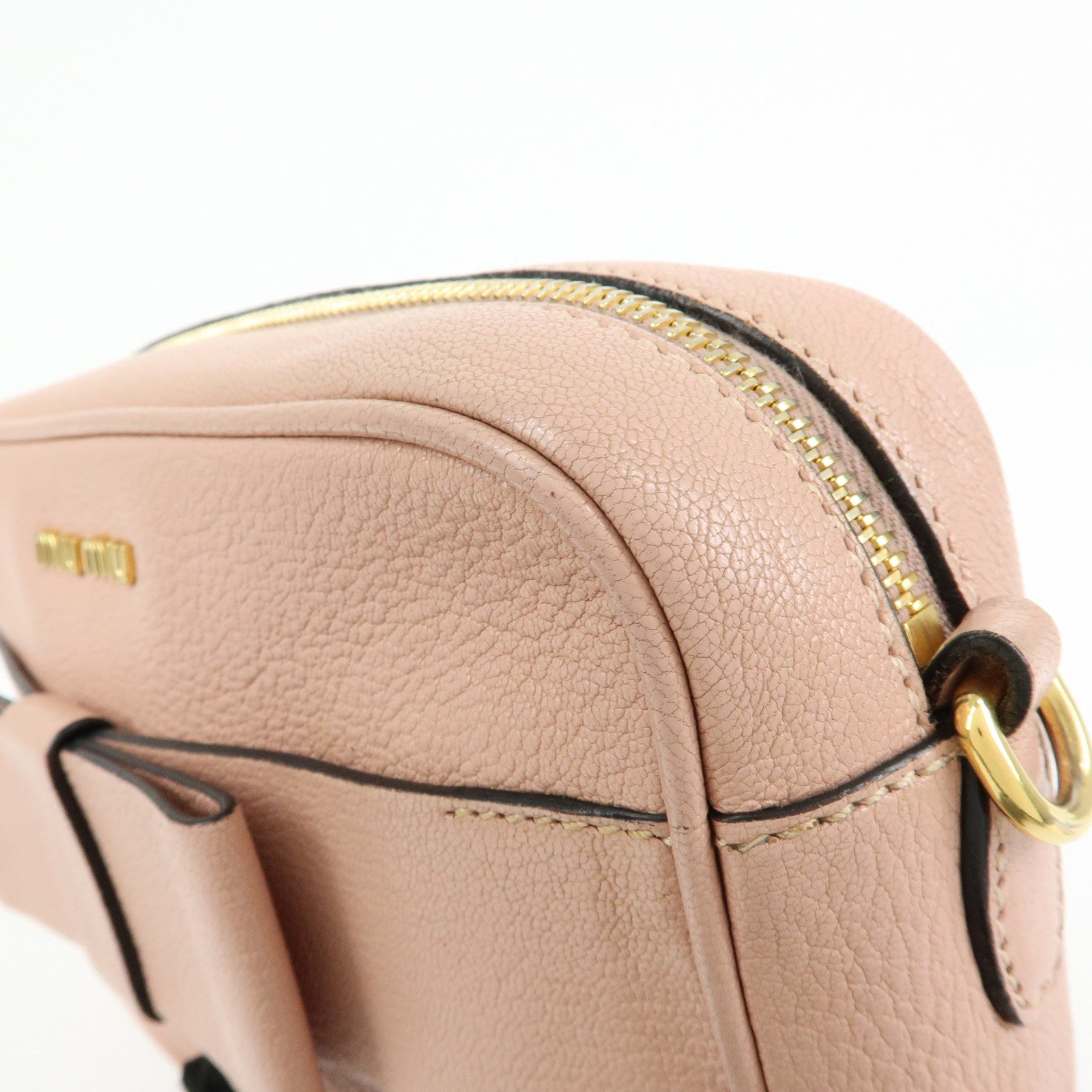 MIU MIU Leather Ribbon Shoulder Bag Crossbody Pink