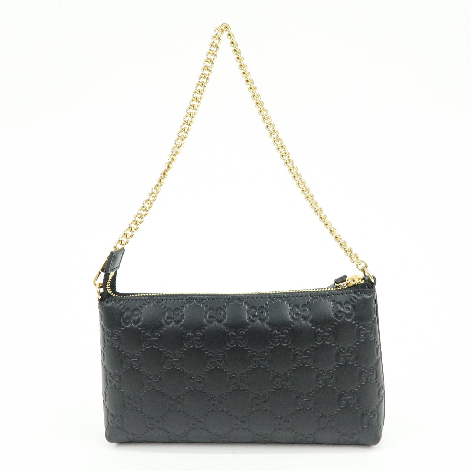 GUCCI Guccissima Leather Chain Shoulder Bag Hand Bag Black 428449