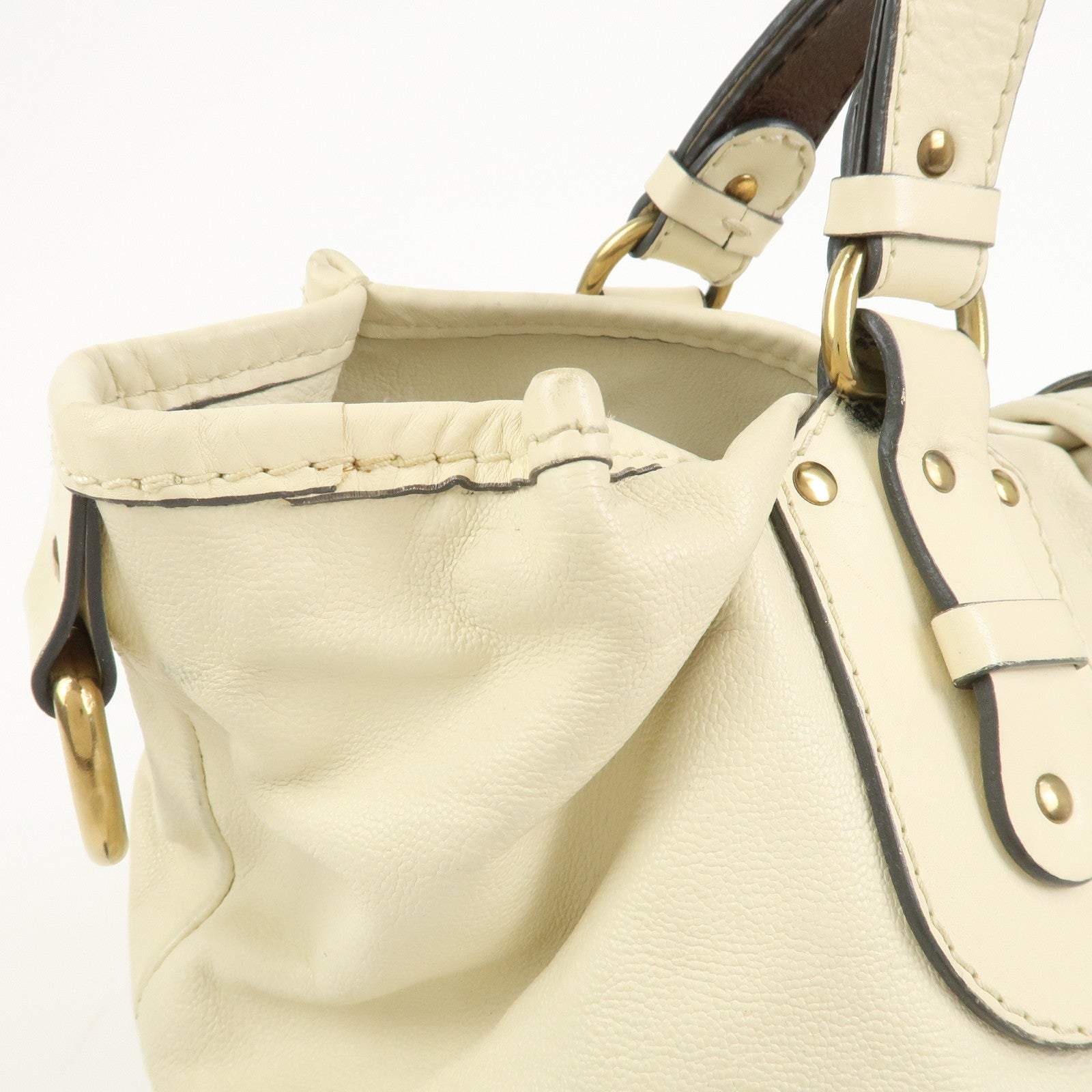 Chloe Kerala Leather Shoulder Bag Hand Bag Ivory Brown