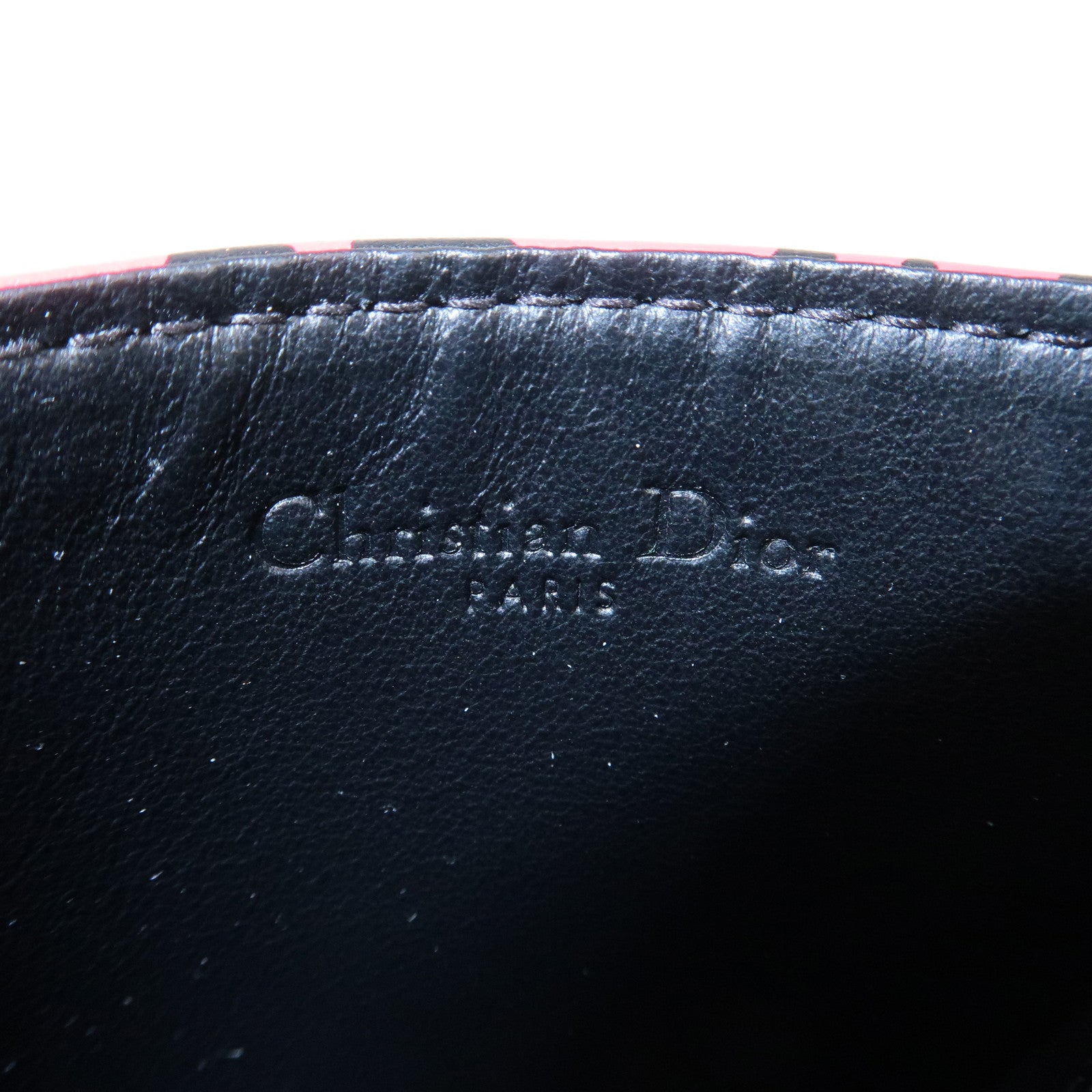 Christian Dior Leather Card Case Card Holder Pink Black