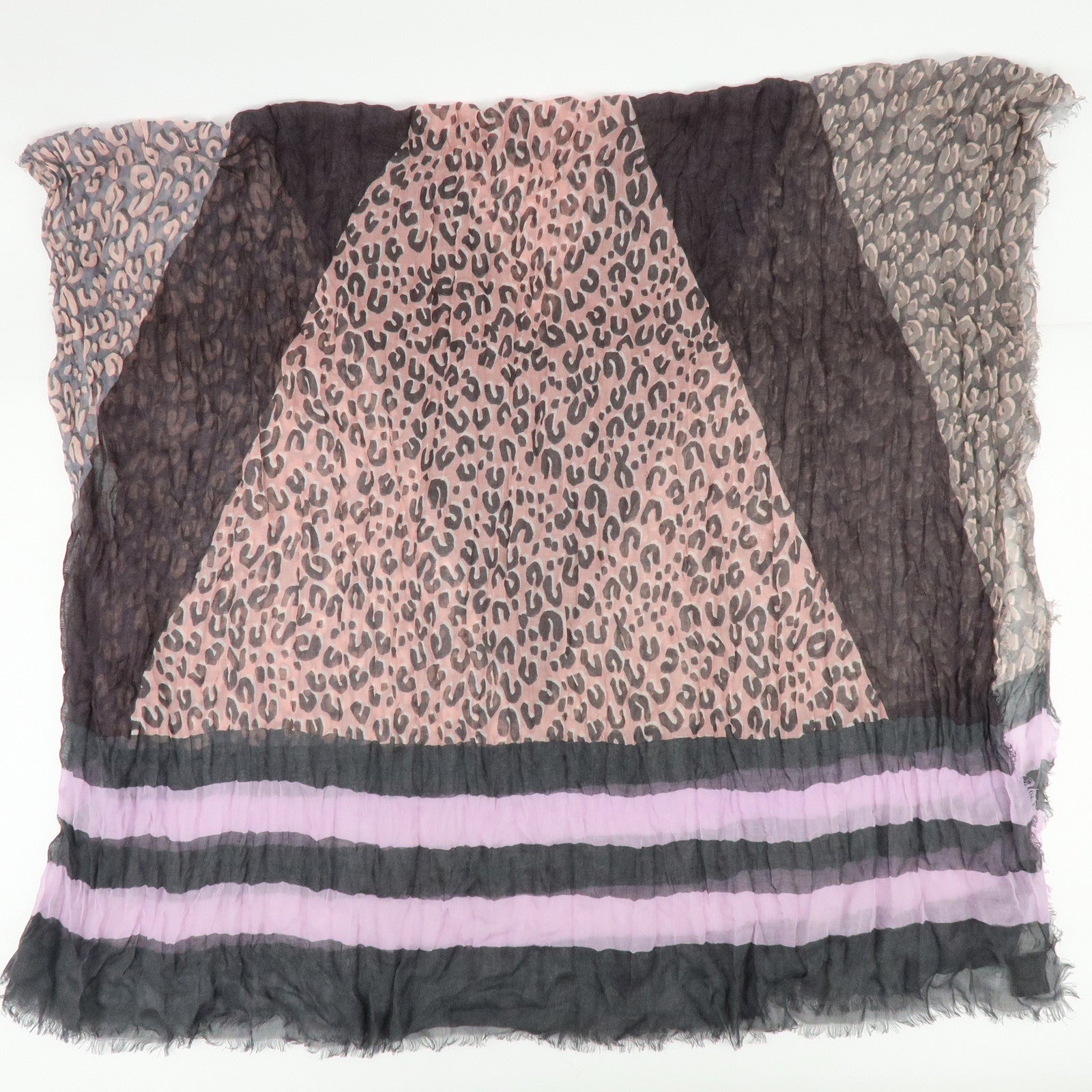 Louis Vuitton Etole V Leopard Cashmere Silk Scarf Gray Pink M75033