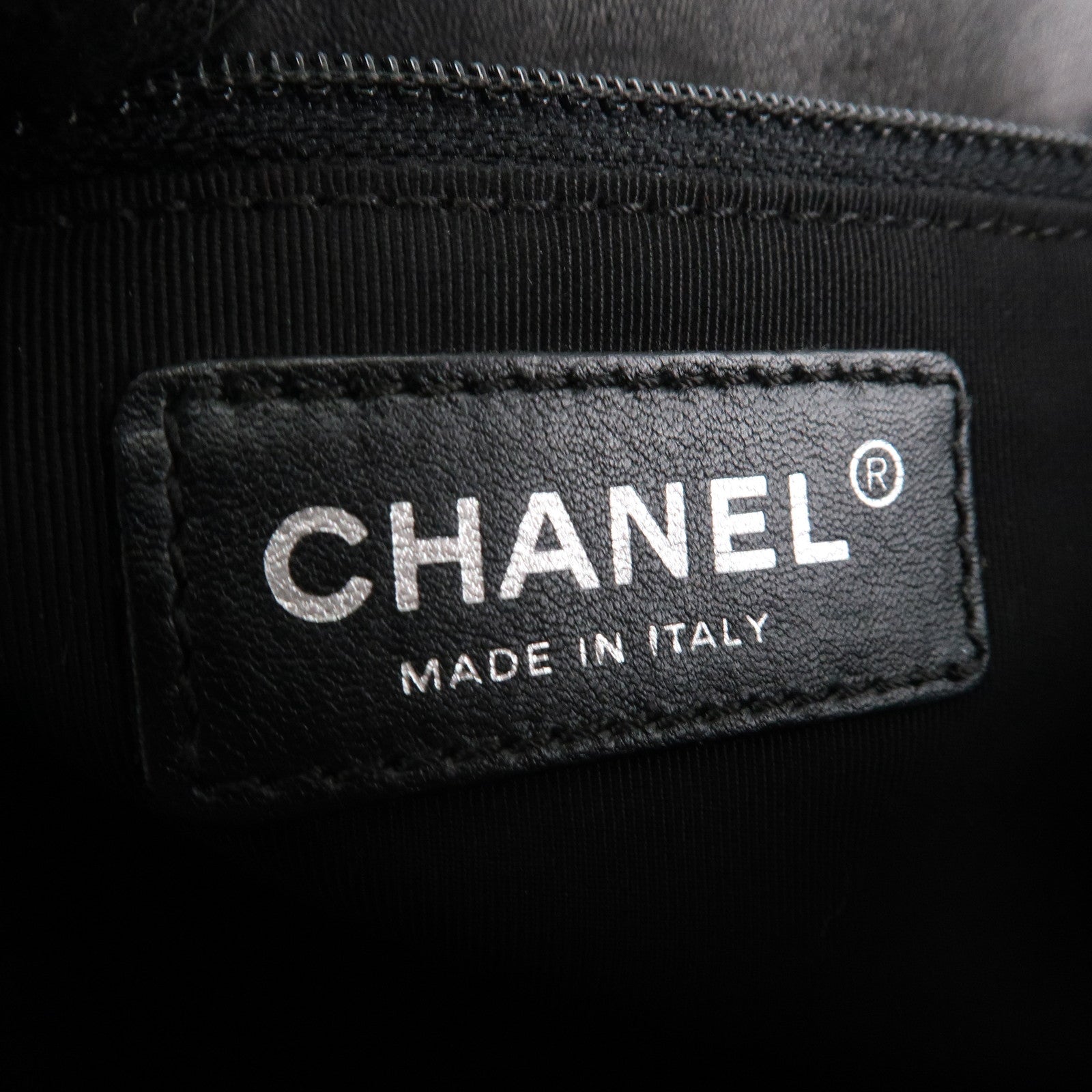 CHANEL COCO Mark Canvas Patent Leather Chain Shoulder Bag Grey Orange Used