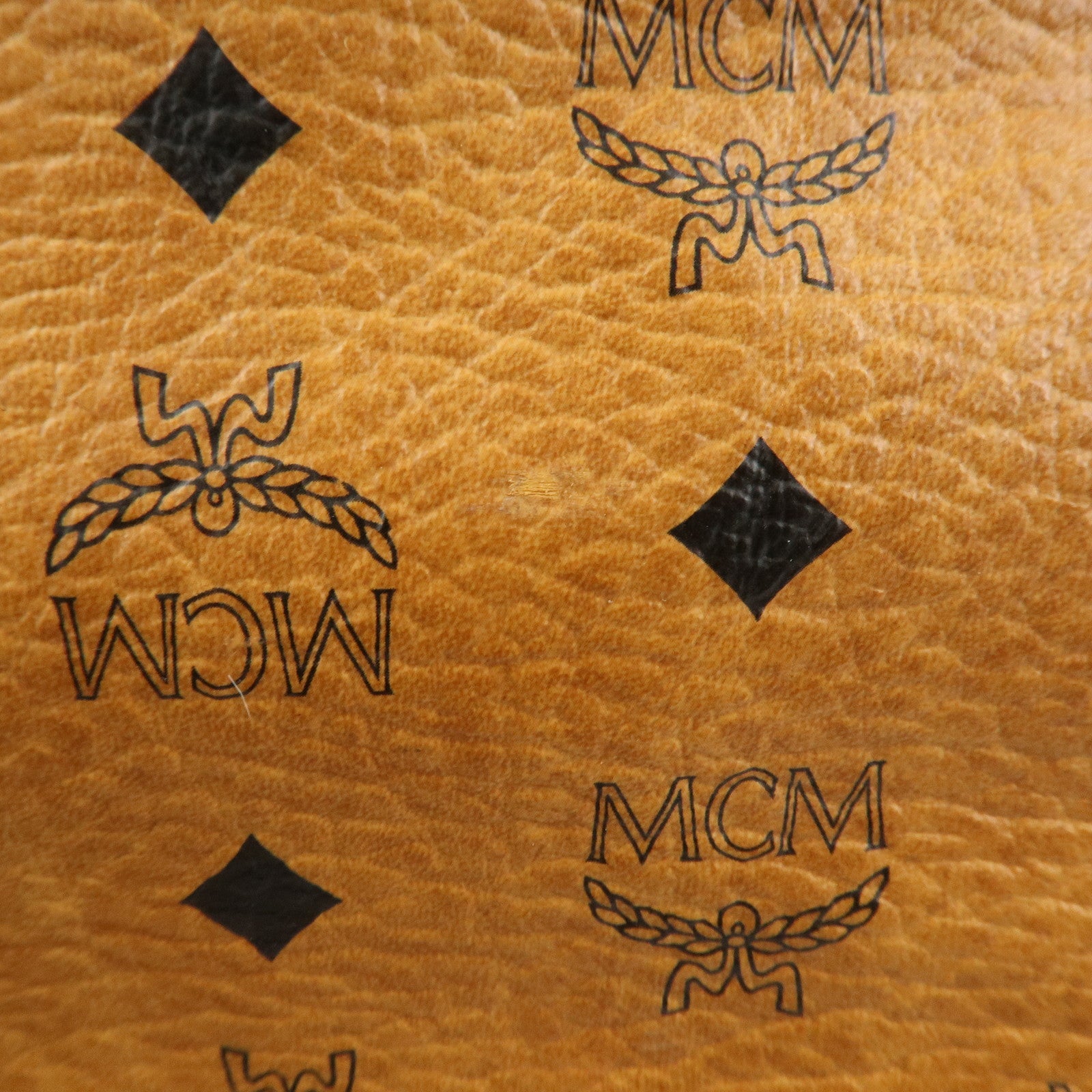 MCM Visetos Leather Boston Bag Shoulder Bag Brown