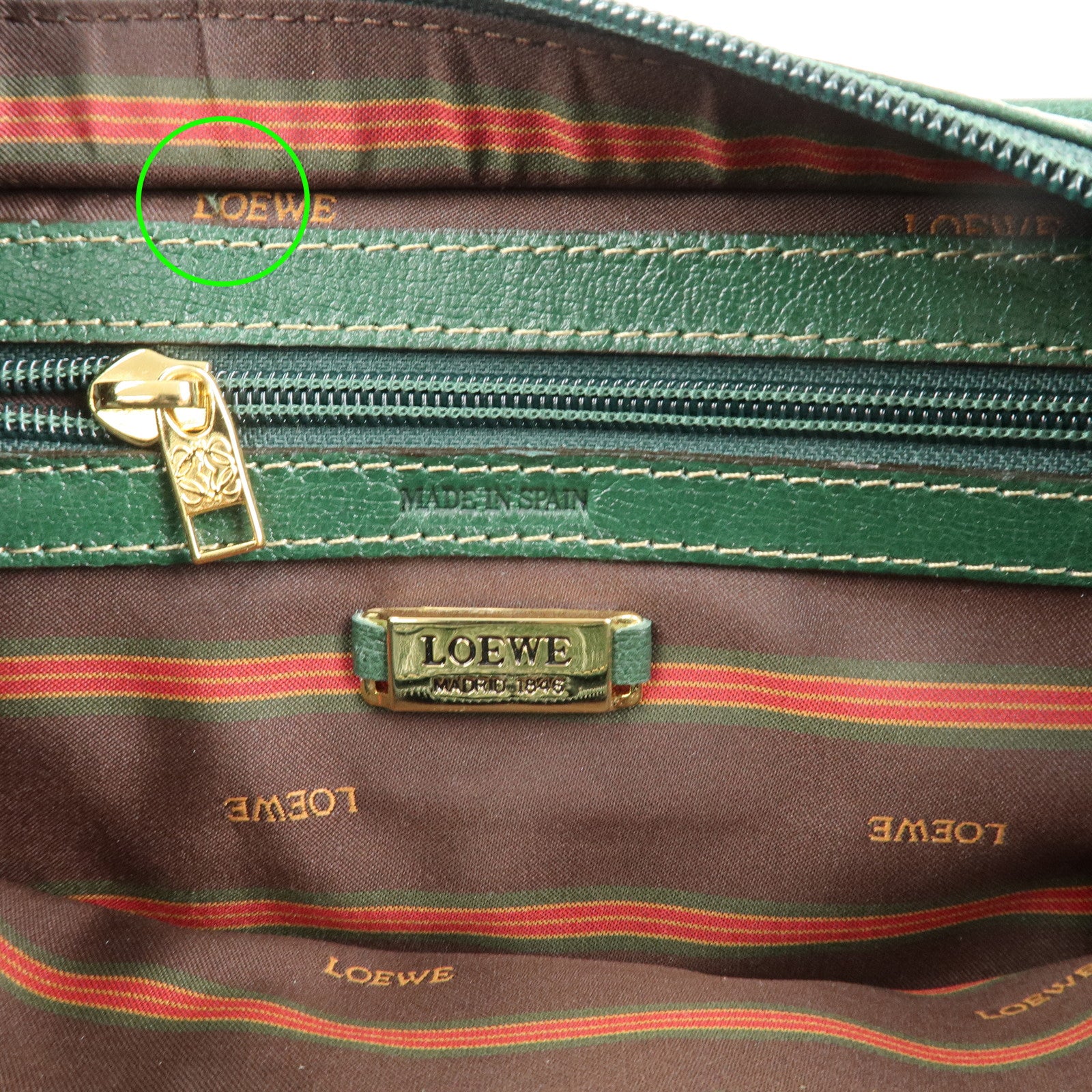 LOEWE Velazquez Suede Leather Clutch Bag Green Blue Gold HDW