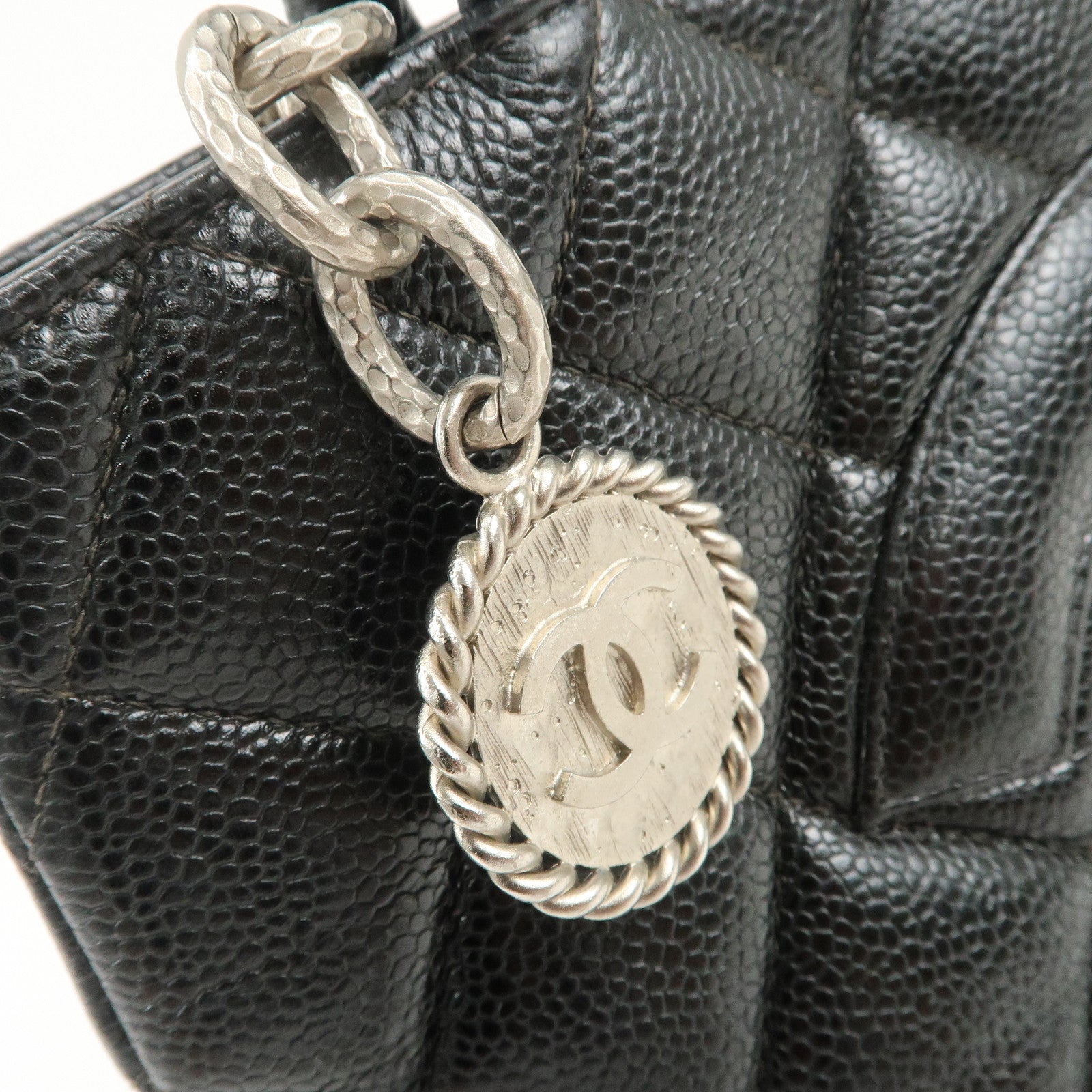 CHANEL Matelasse Caviarskin Medallion Tote Bag Hand Bag A01804