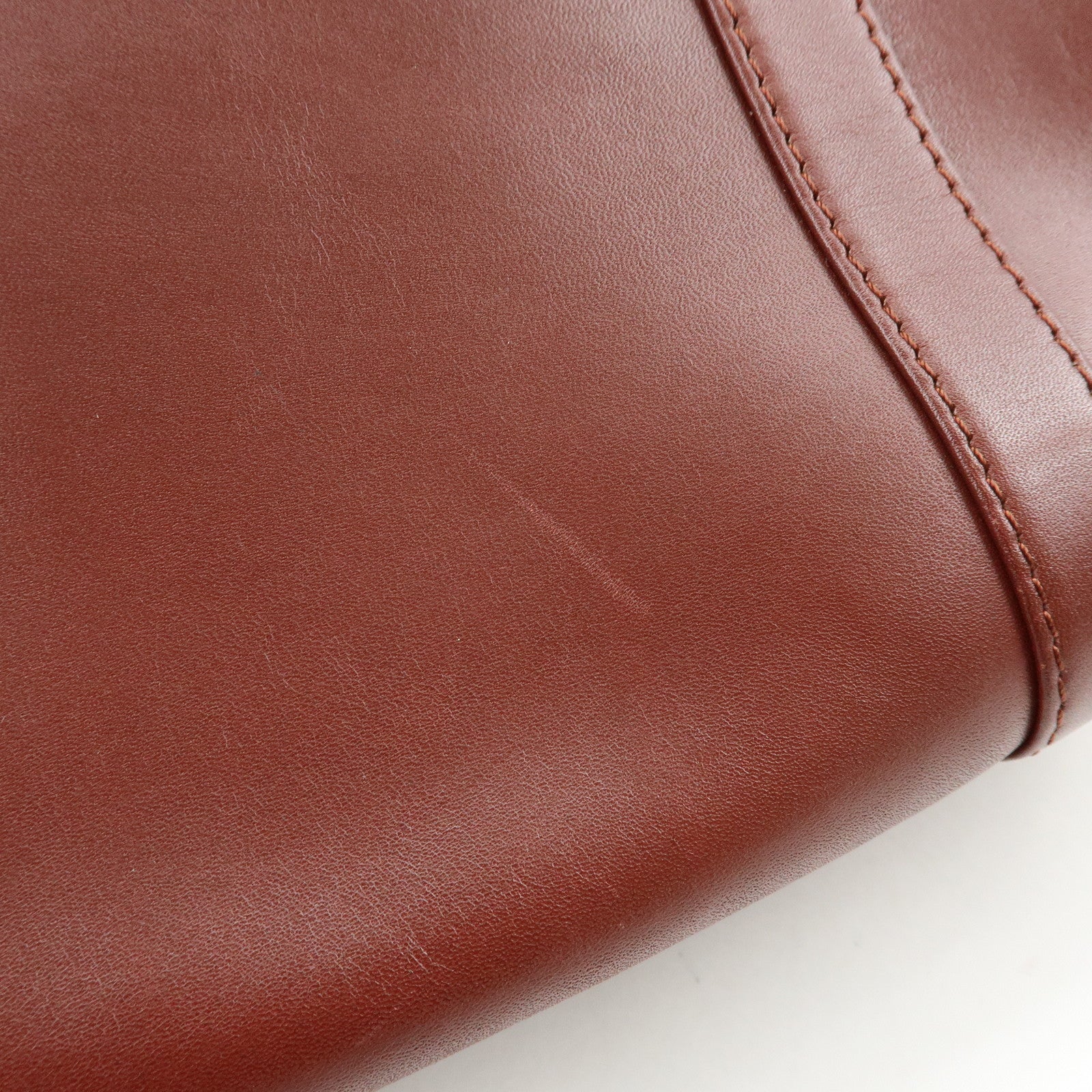 Cartier Must de Cartier Leather Boston Bag Hand Bag Bordeaux