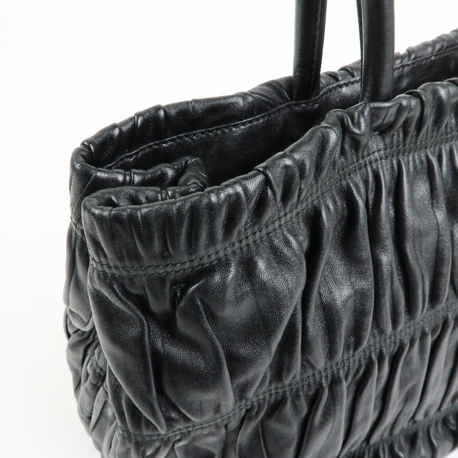 PRADA Ribbon Nappa Gaufure Leather 2Way Bag Black BN1932