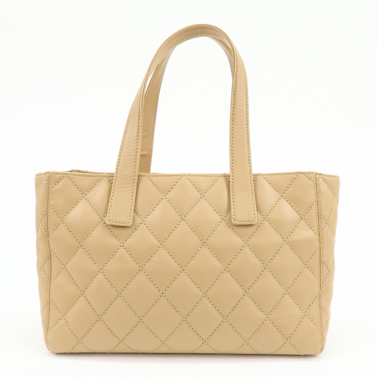 CHANEL COCO Mark Wild Stich Calf Leather Tote Bag Beige A20999