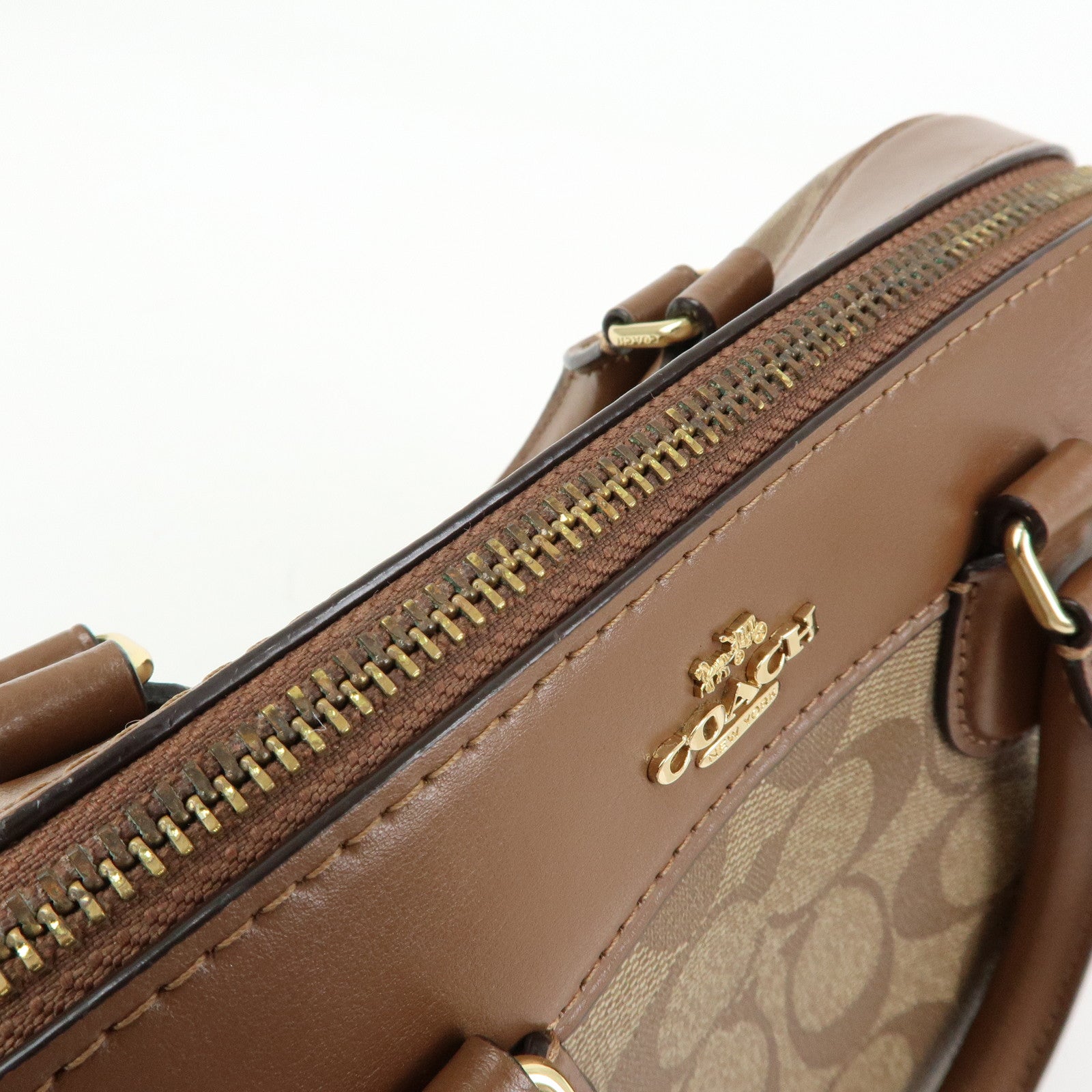 COACH Signature PVC Leather 2Way Shoulder Bag Hand Bag Brown
