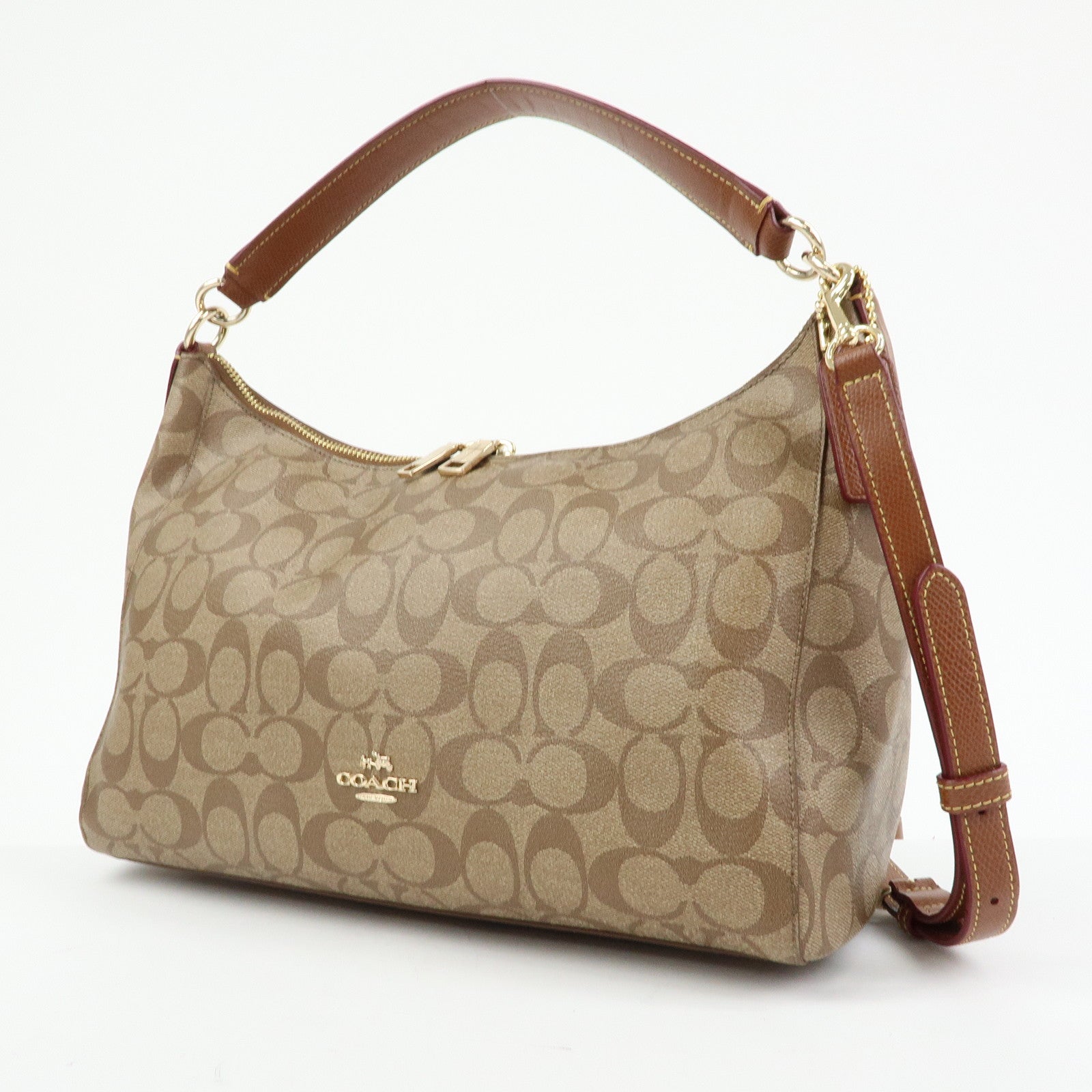 COACH Signature PVC Leather 2Way Shoulder Bag Hand Bag Brown
