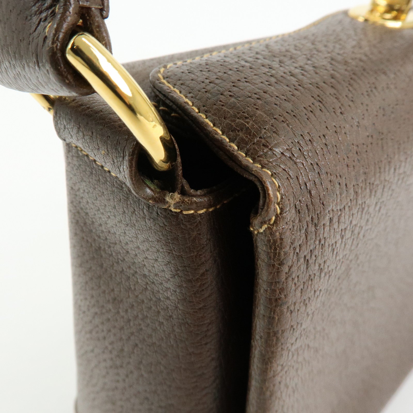 GUCCI Old Gucci Leather Hand Bag Brown 000・406・0025