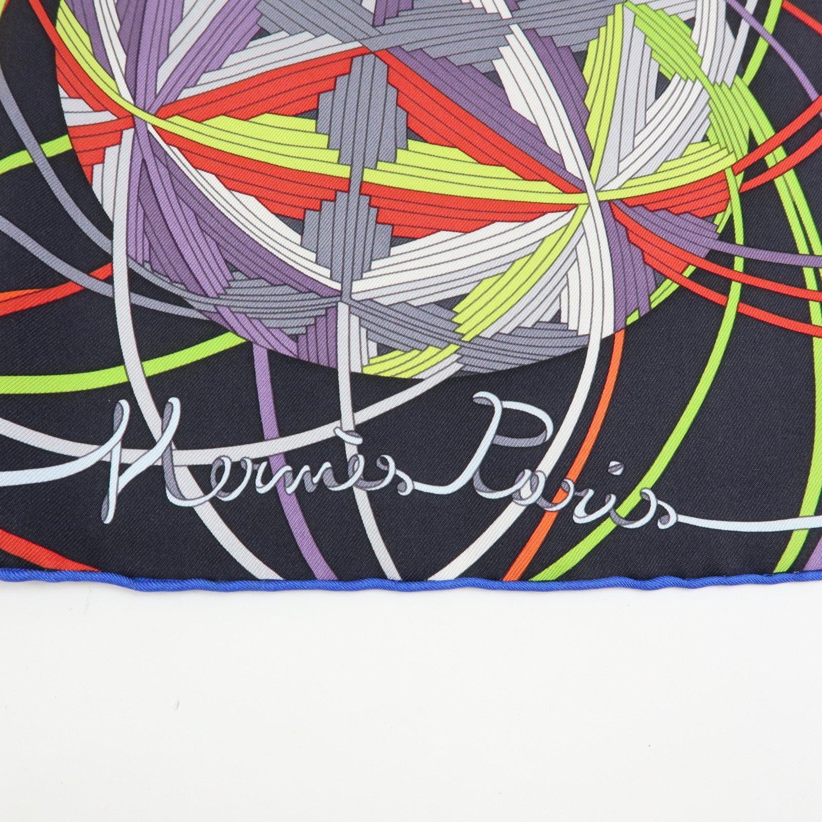 HERMES Carre 90 Silk 100% Scarf L'art du temari Black