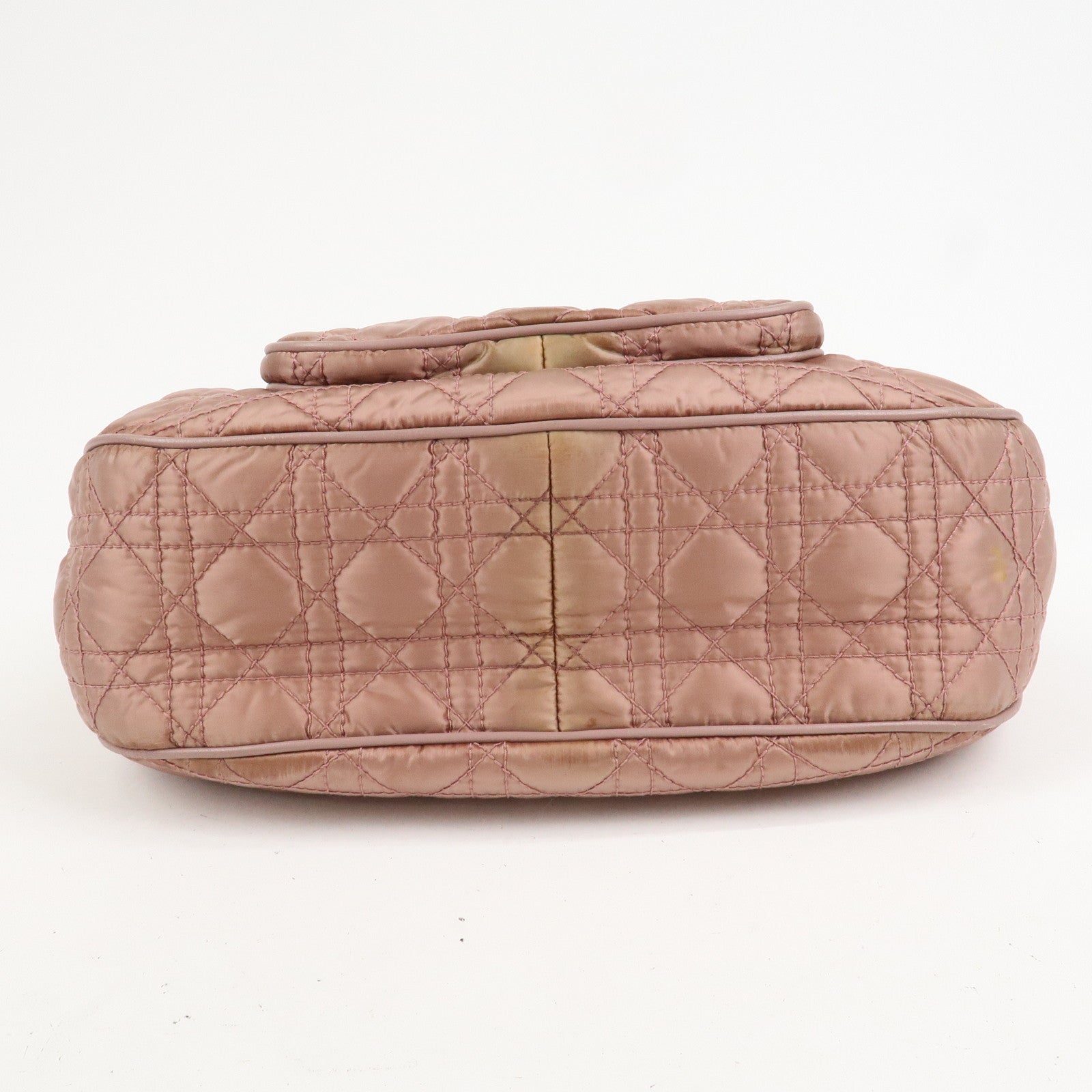 Christian Dior Cannage Nylon Leather Hand Bag Tote Bag Pink