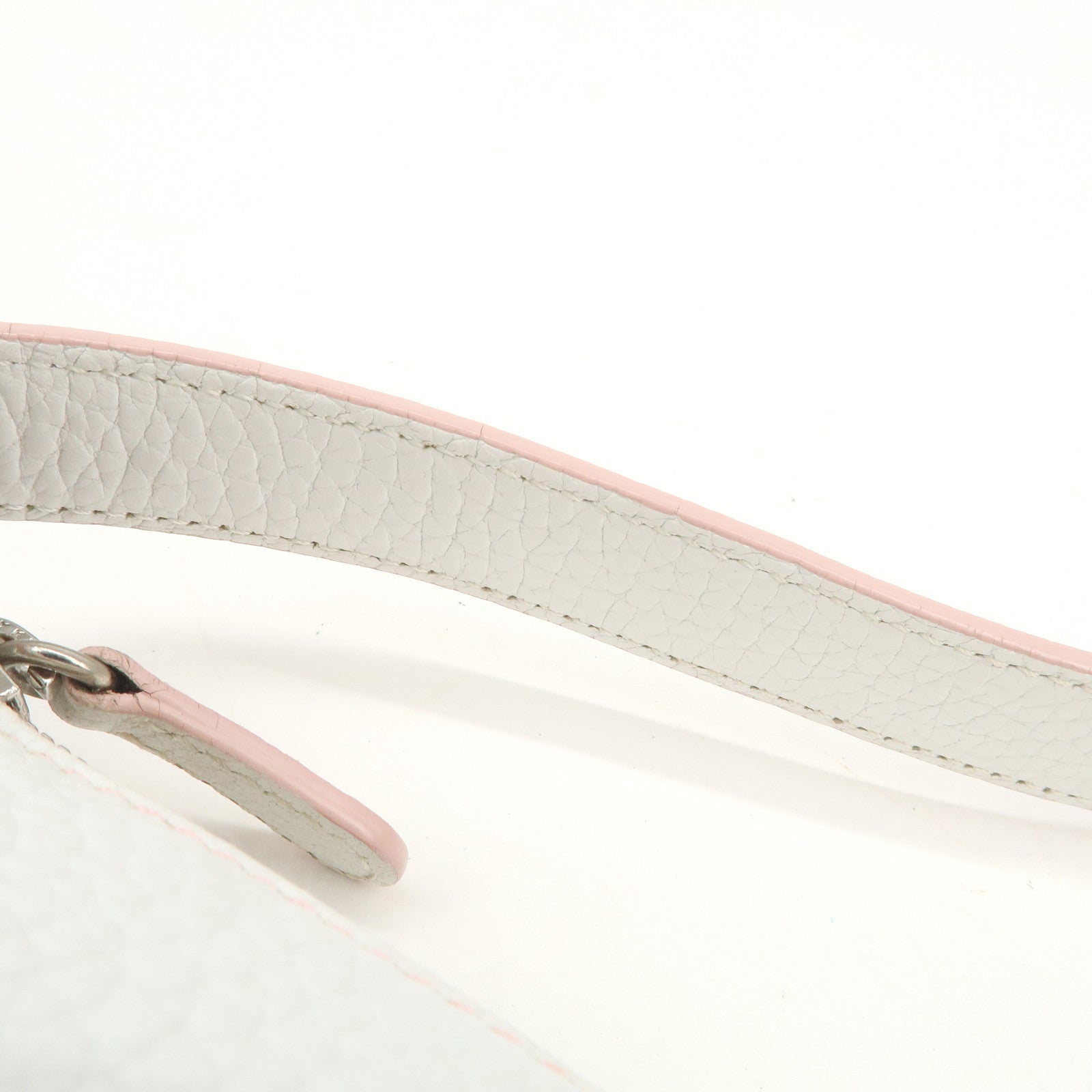 LOEWE Senda Leather Shoulder Bag Hand Bag Half Moon White