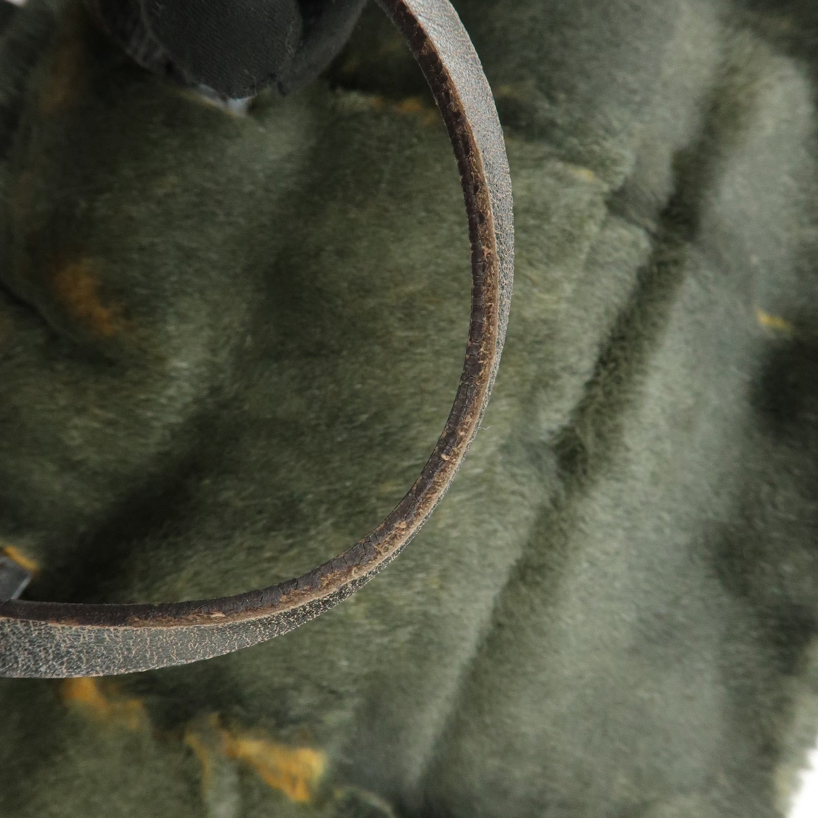 FENDI Fur Leather Tote Bag Hand Bag Brown Yellow 8BH005