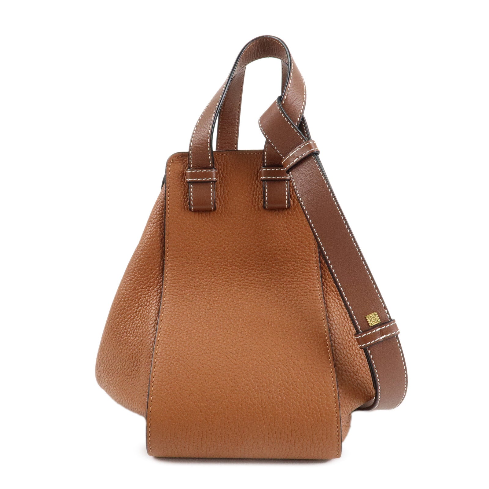 LOEWE Leather Hammock Small Shoulder Bag Brown Gold Hardware Used