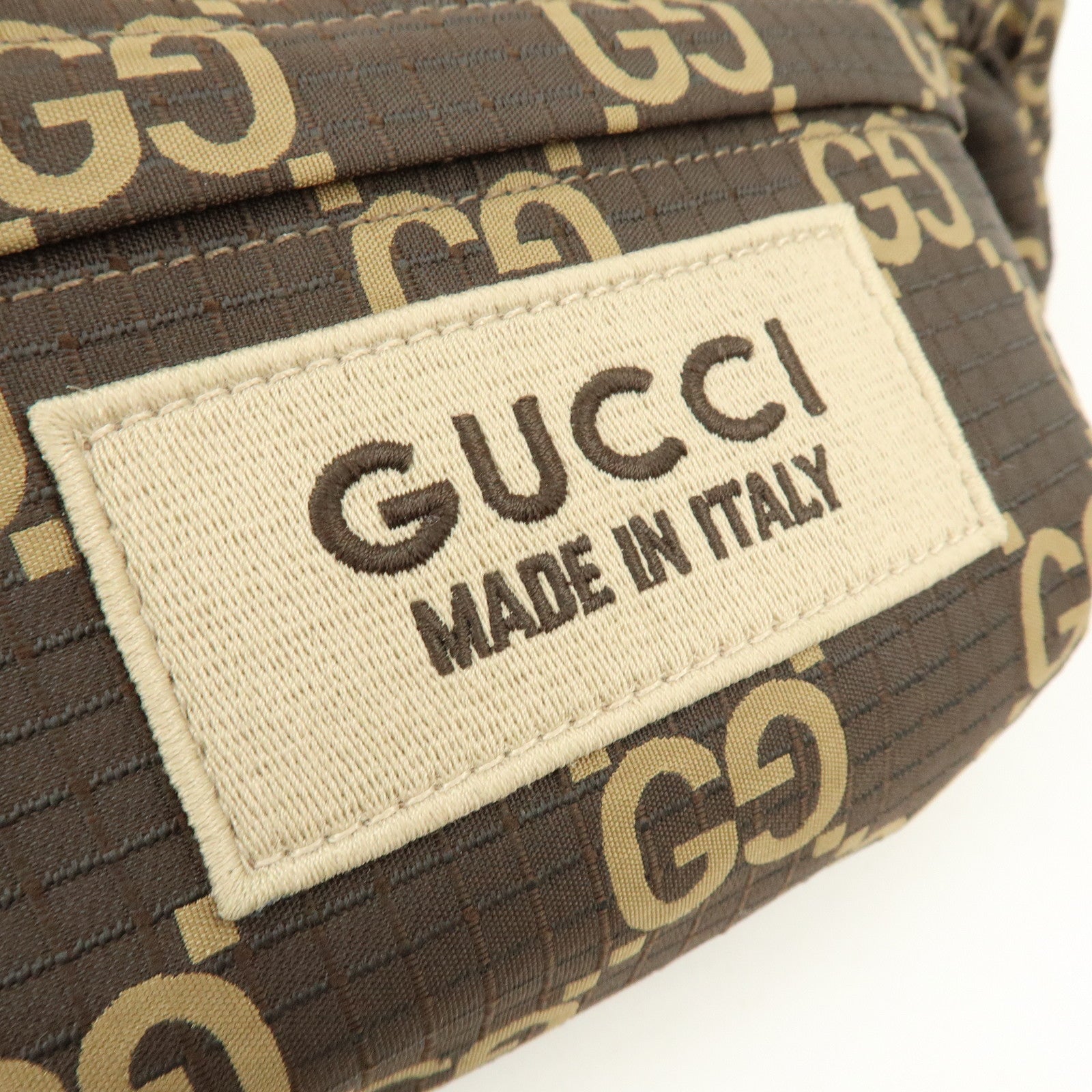 GUCCI GG Ripstop Leather Waist Pouch Body Bag Brown 767934