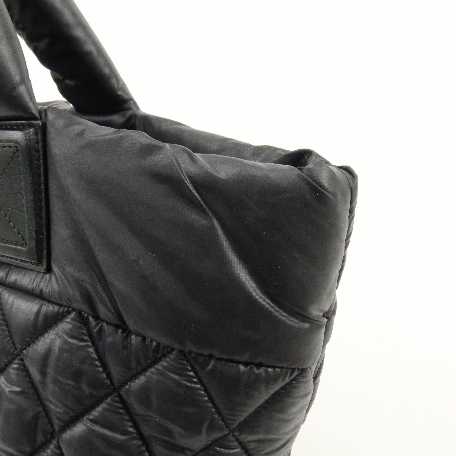 CHANEL COCO Cocoon PM Nylon Leather Tote Bag Hand Bag Black A48610