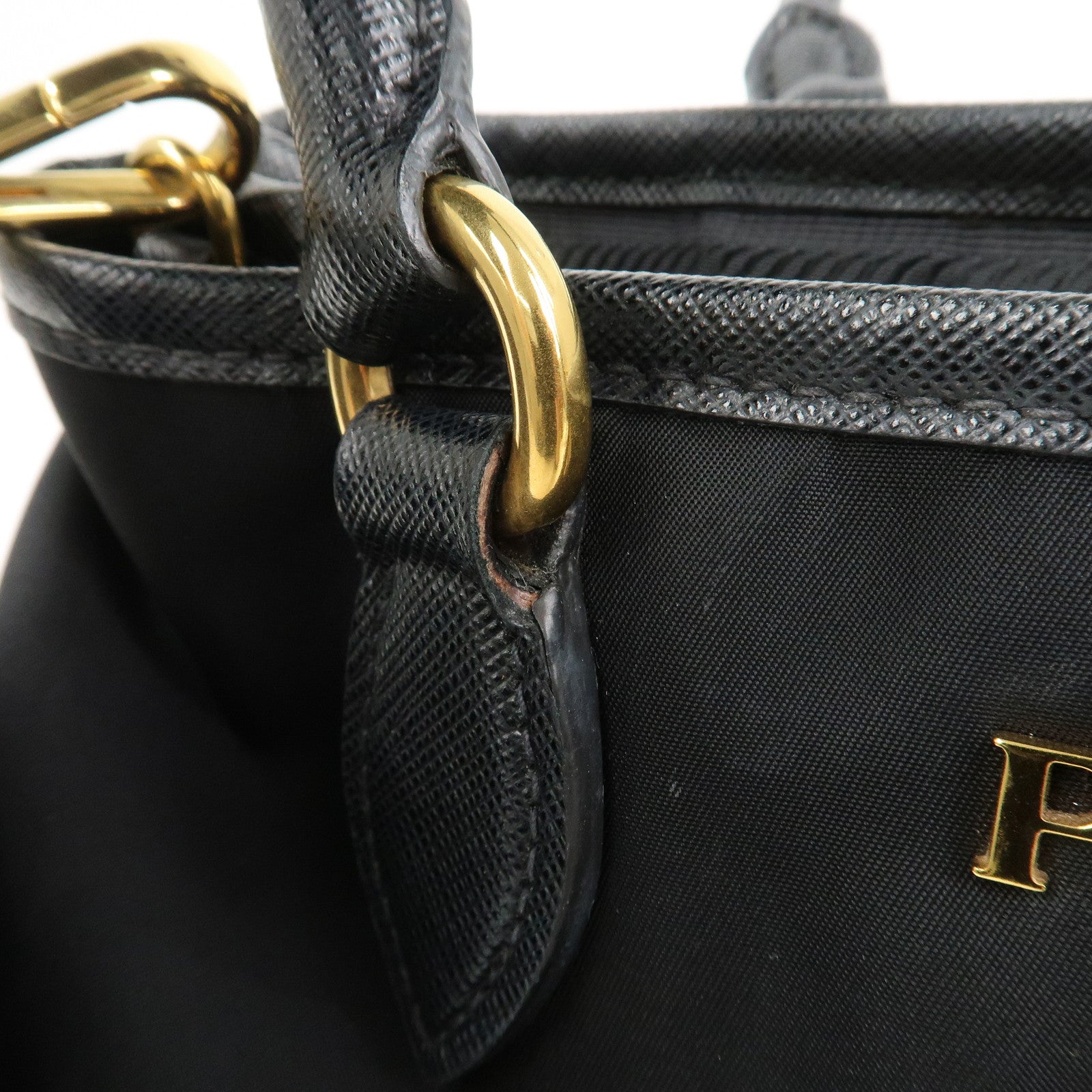 PRADA Logo Nylon Leather 2Way Hand Bag Shoulder Bag Black 1BA173