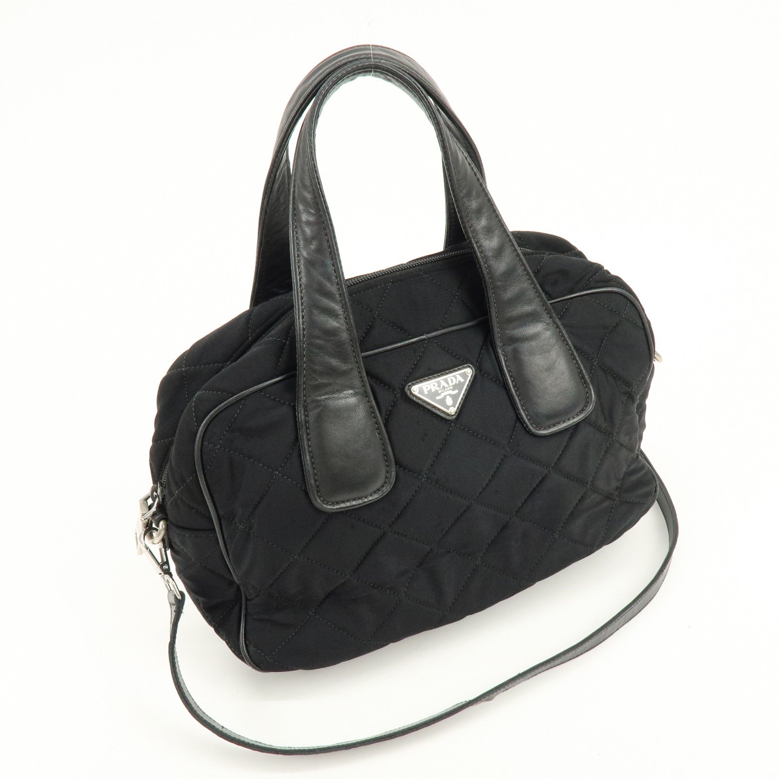PRADA Tessuto Nylon Leather 2Way Bag Hand Bag Shoulder Bag Black