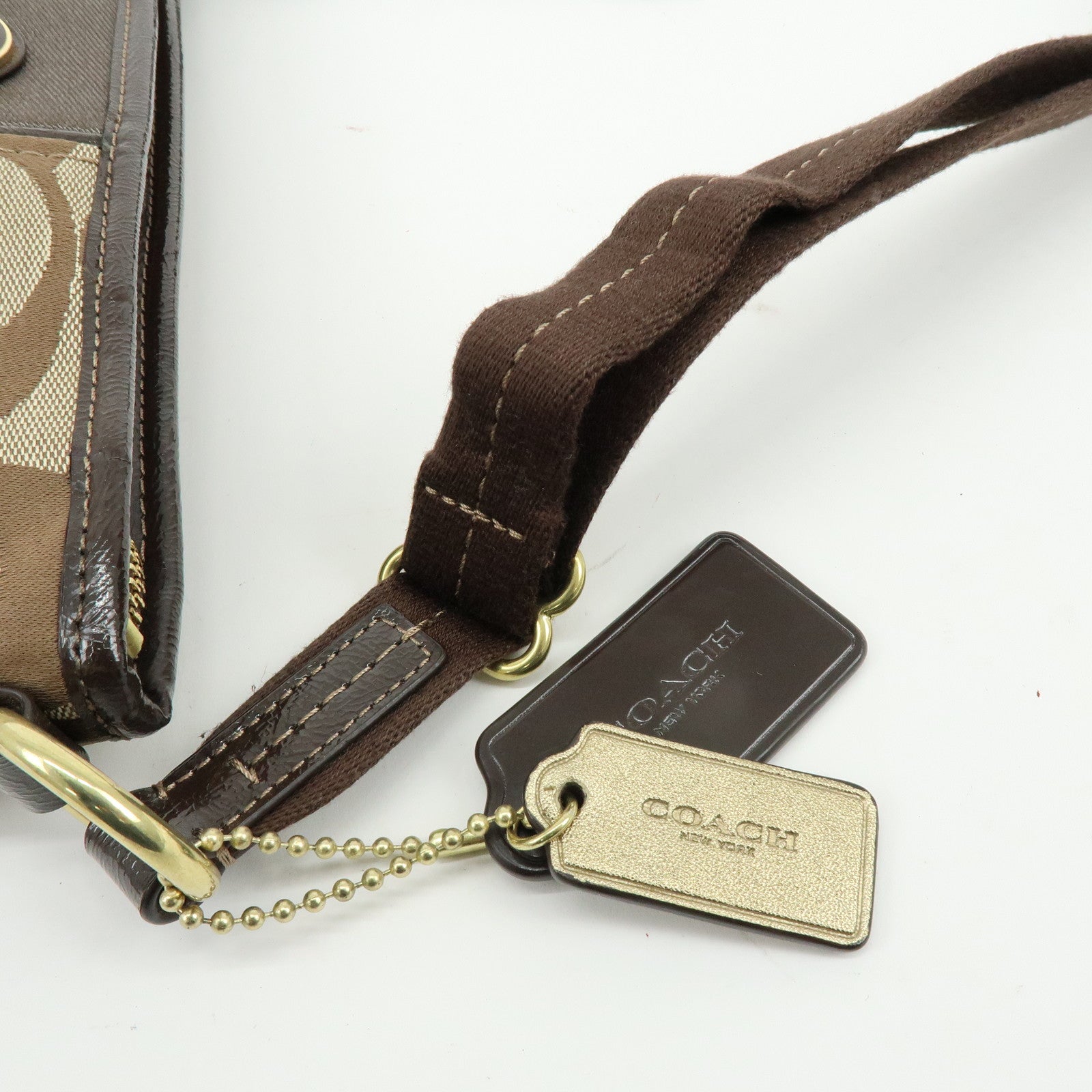 COACH Set of 2 Signature Canvas Leather Shoulder Bag Beige Brown