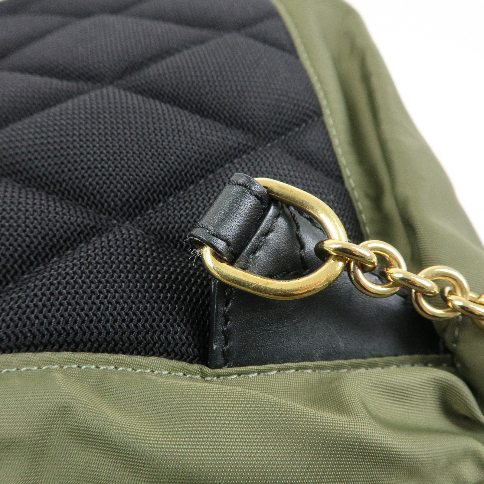 BURBERRY Logo Nylon Leather Backpack Rucksuck Khaki Black