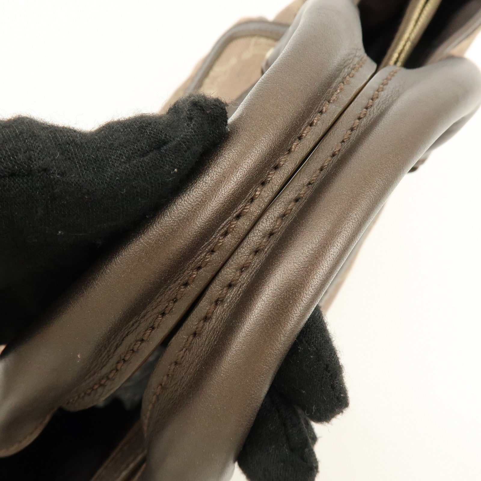 CELINE Macadam Canvas Leather Boogie Bag Hand Bag Brown