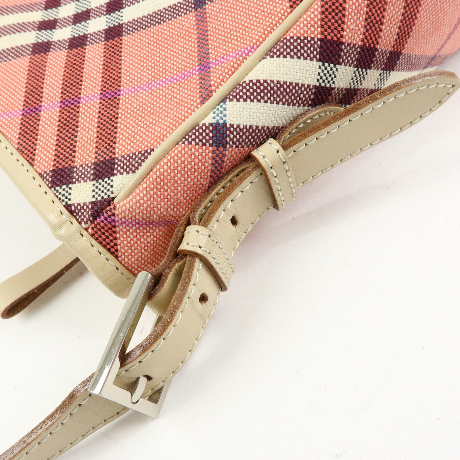 BURBERRY Blue Label Canvas Leather Shoulder Bag Hand Bag Pink Beige