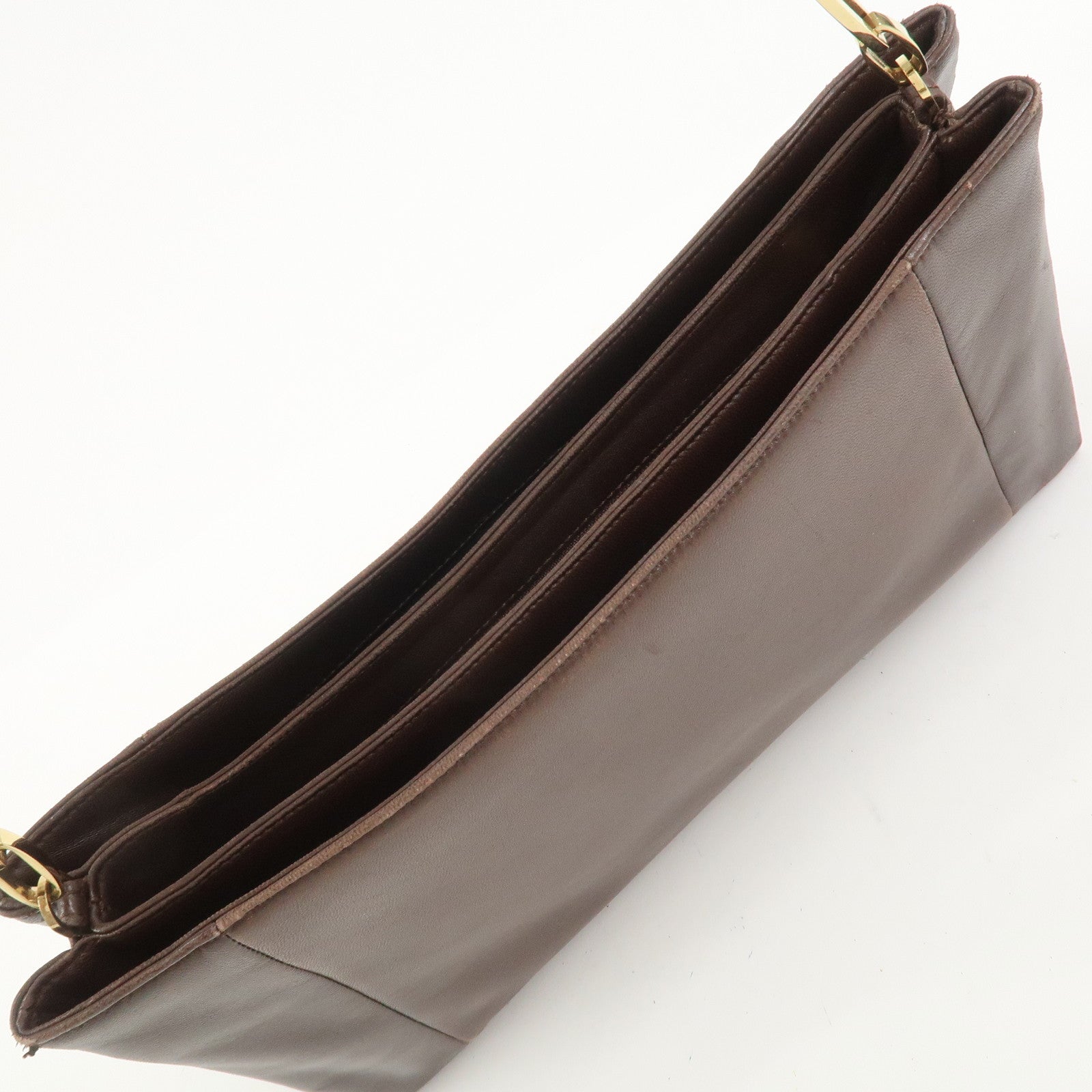 LOEWE Anagram Lamb Skin Shoulder Bag Hand Bag Brown