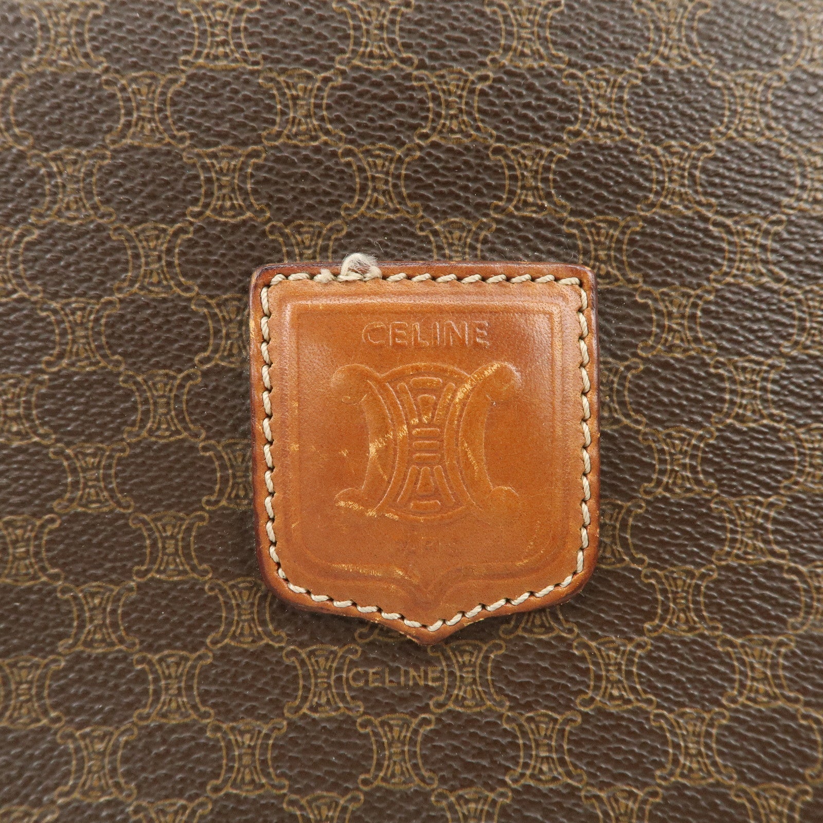 CELINE Macadam PVC Leather Boston Bag Travel Bag Brown