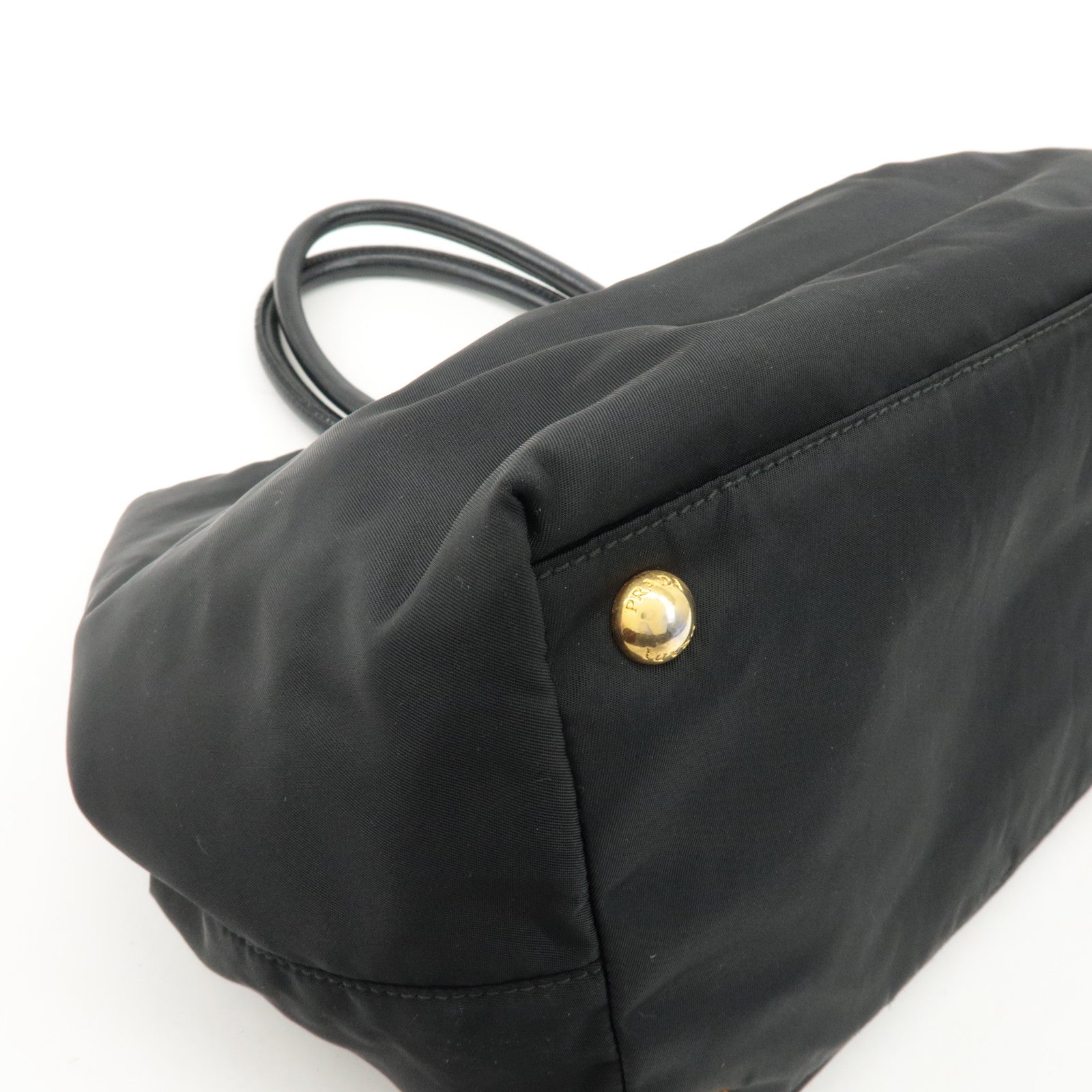 PRADA Nylon Leather Ribbon Hand Bag Tote Bag Black BN1601 Used