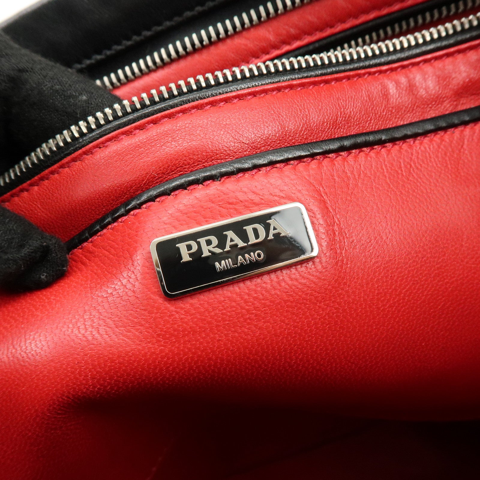 PRADA Canvas Leather Fringe Bijoux Clutch Bag Pouch Black