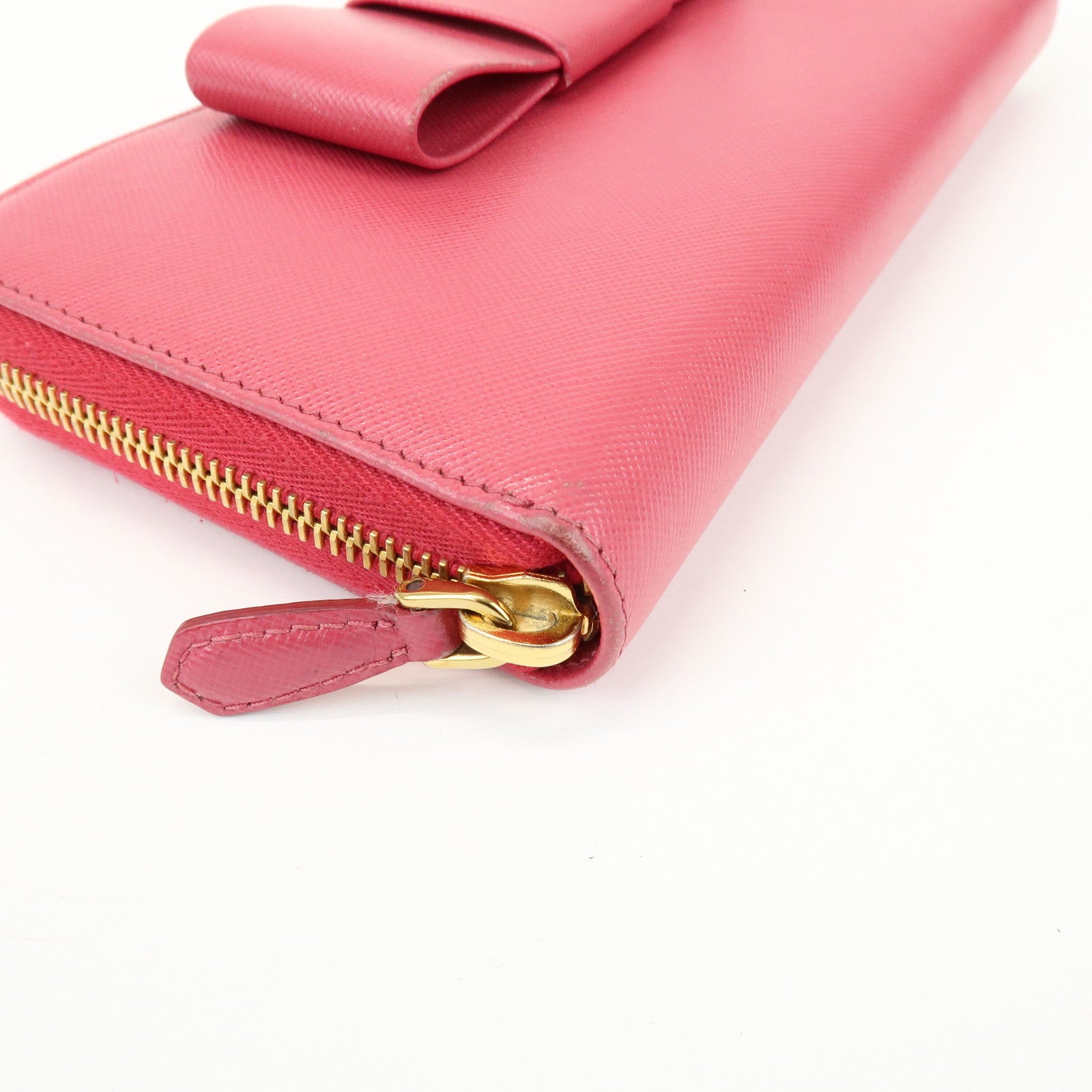 PRADA Saffiano Leather Round Zippy Wallet Pink Pink 1M0506