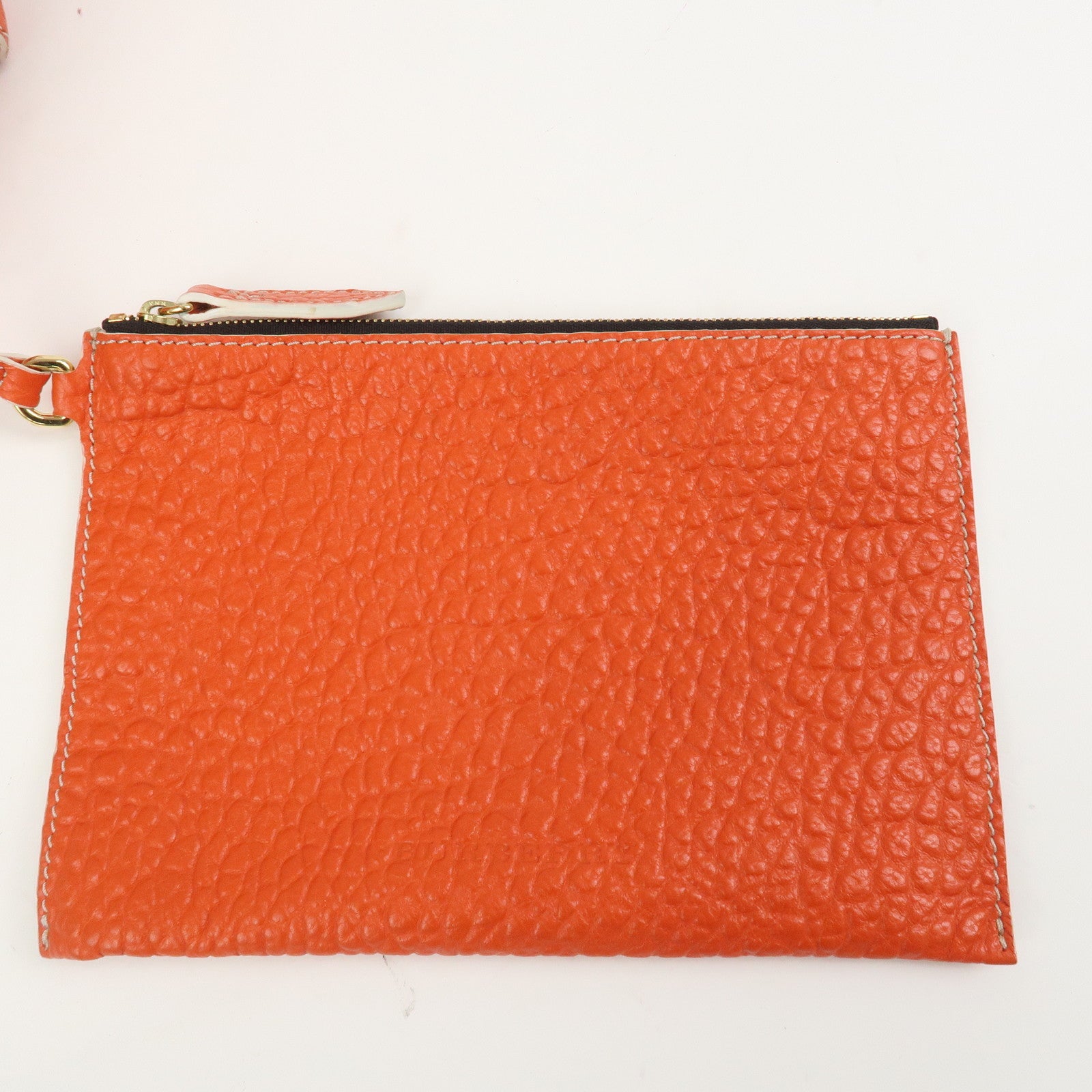 BURBERRY Logo Leather Shoulder Bag Hand Bag Orange