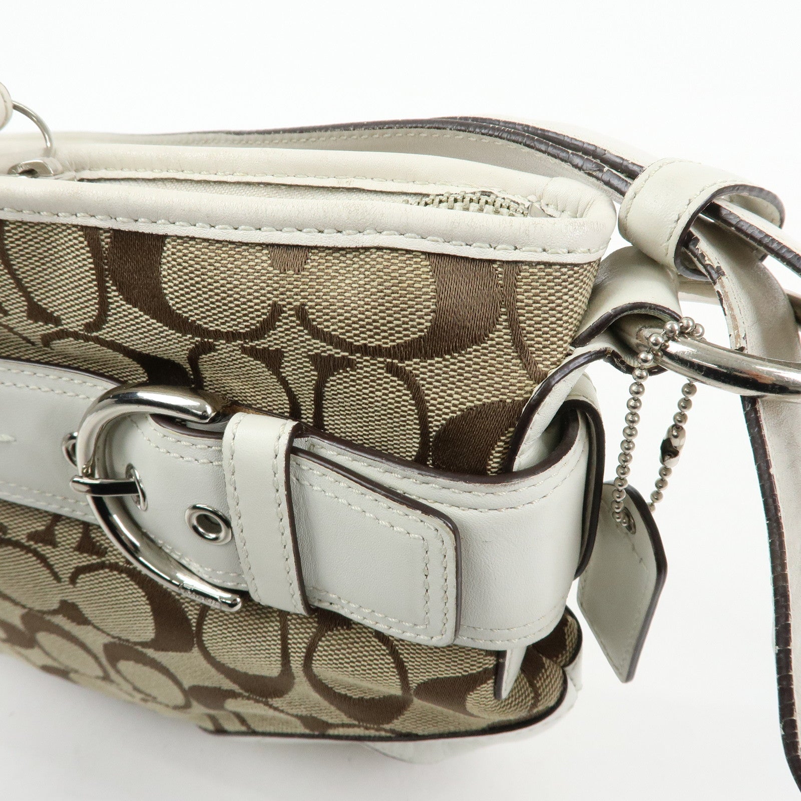 COACH Signature Set of 2 Canvas Leather Shoulder Bag Brown White