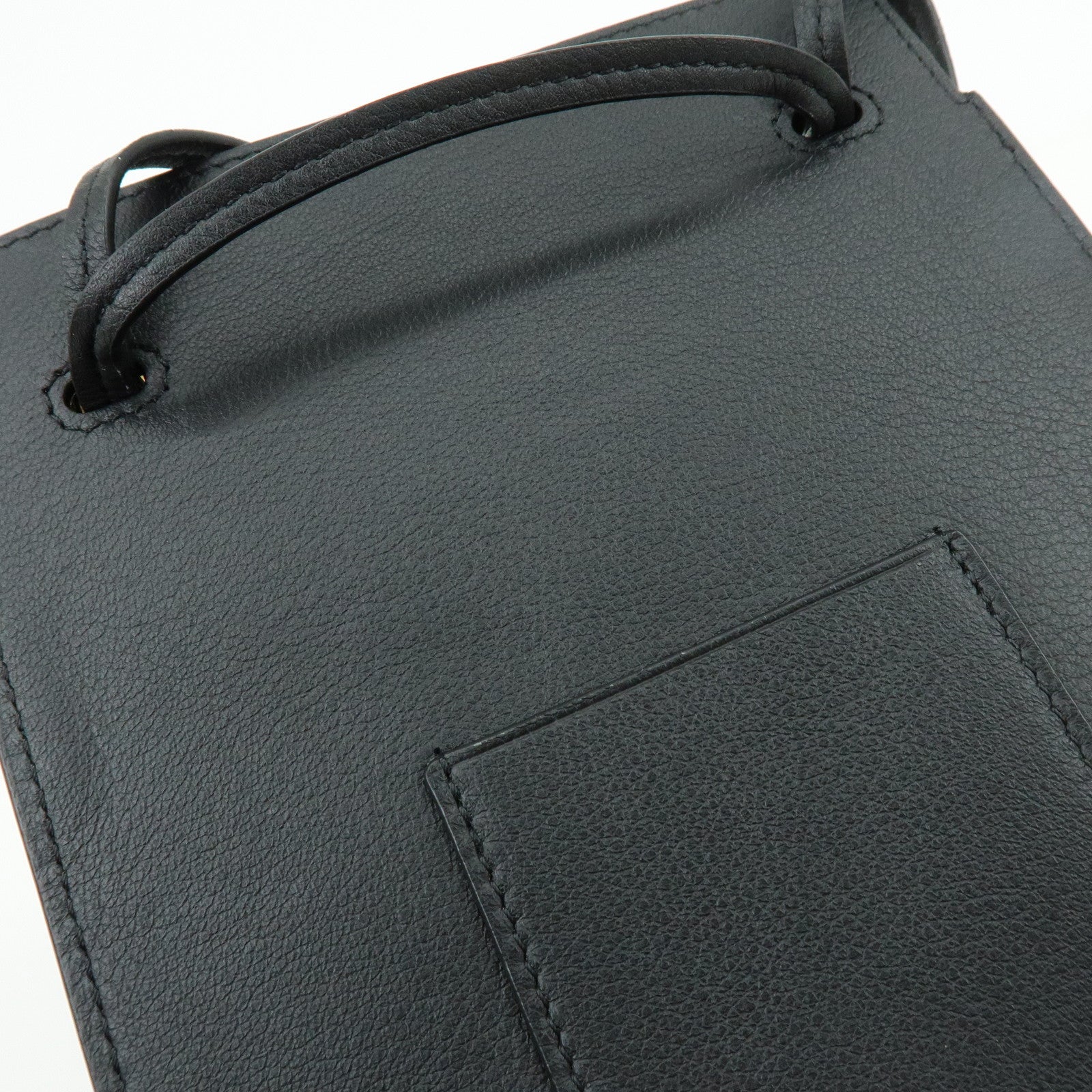 LOEWE Anagram Dice Pocket Shoulder Bag Calf Leather Crossbody Black