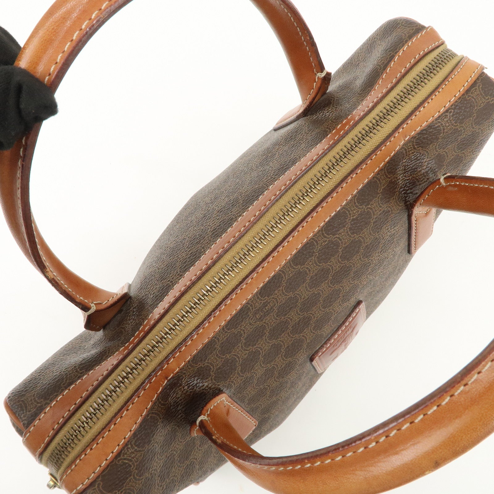 CELINE Macadam PVC Leather Hand Bag Brown Gold HDW