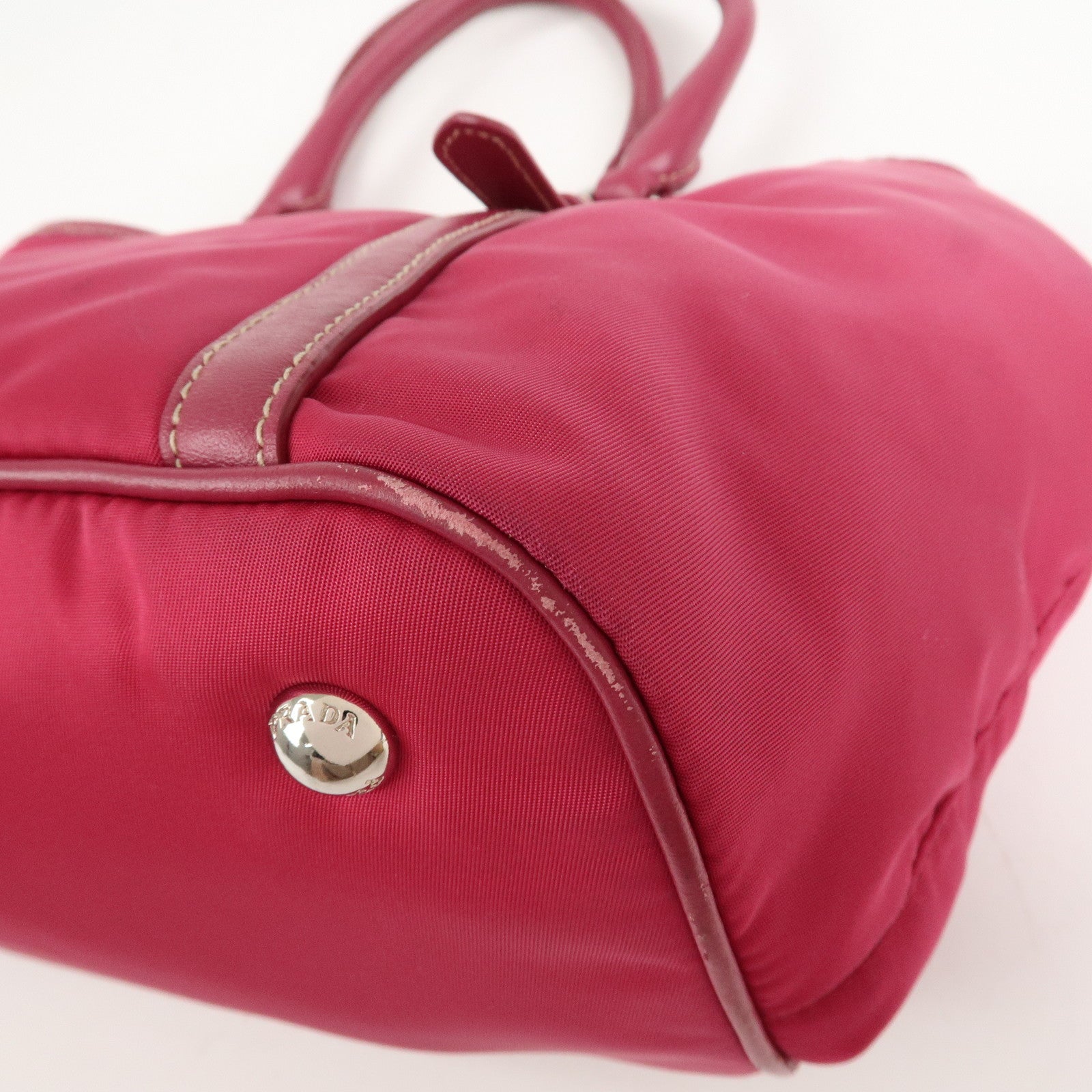 PRADA Logo Nylon Leather 2Way Bag Tote Bag Shoulder Bag Pink BN1841