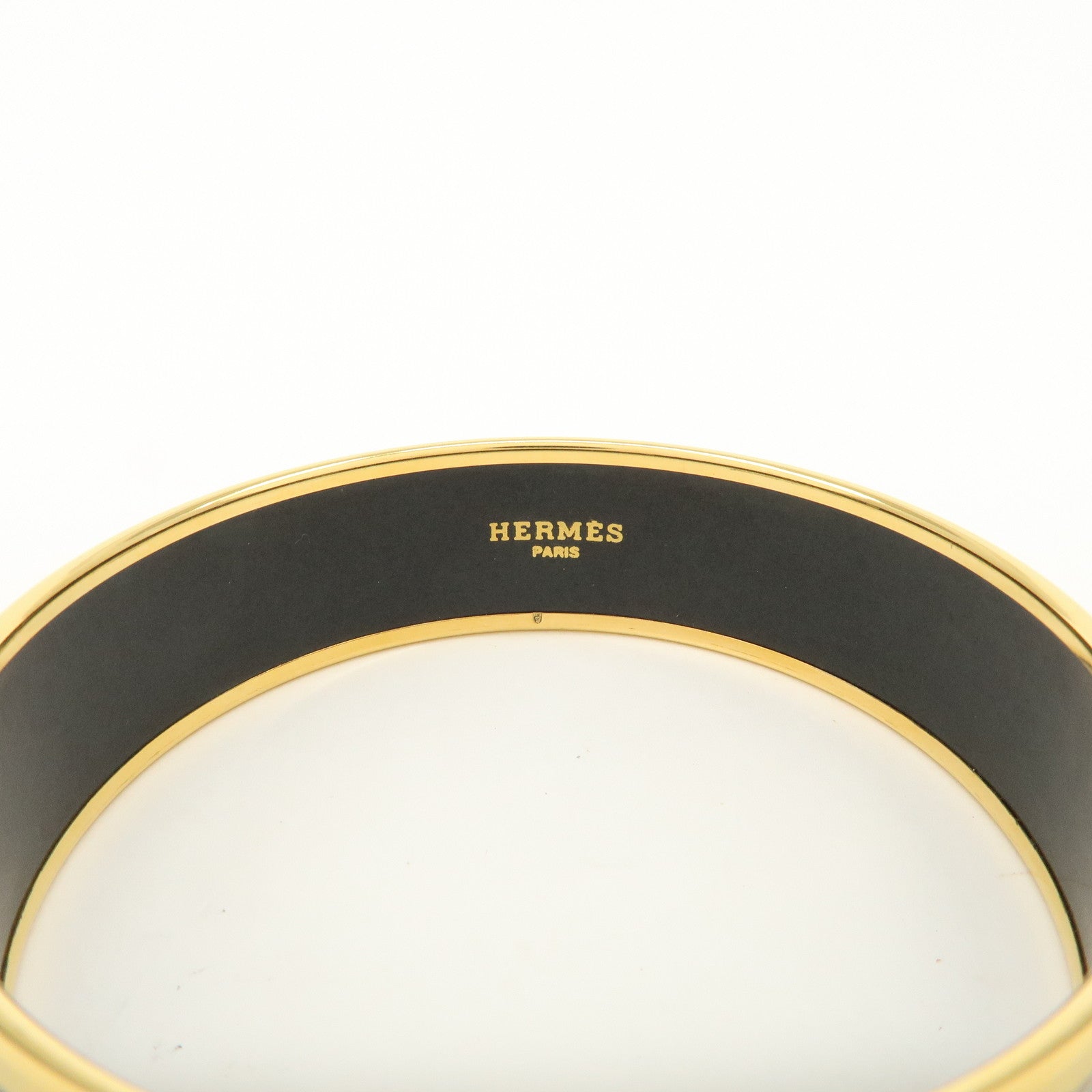 HERMES Email GM Bangle Bracelet Cloisonne Enamel Black Gold