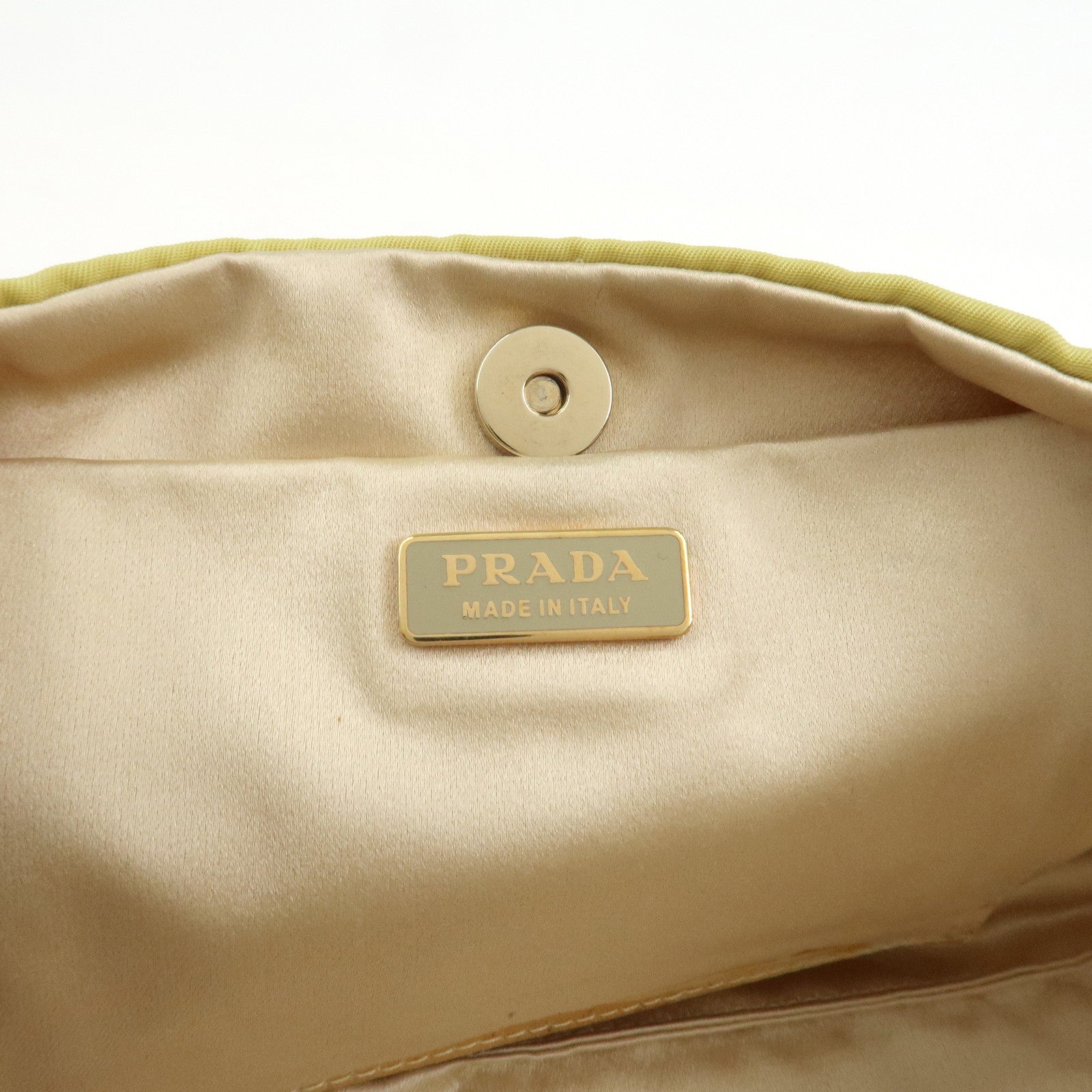 PRADA Triangle Logo Nylon Leather Shoulder Bag Yellow BR0107