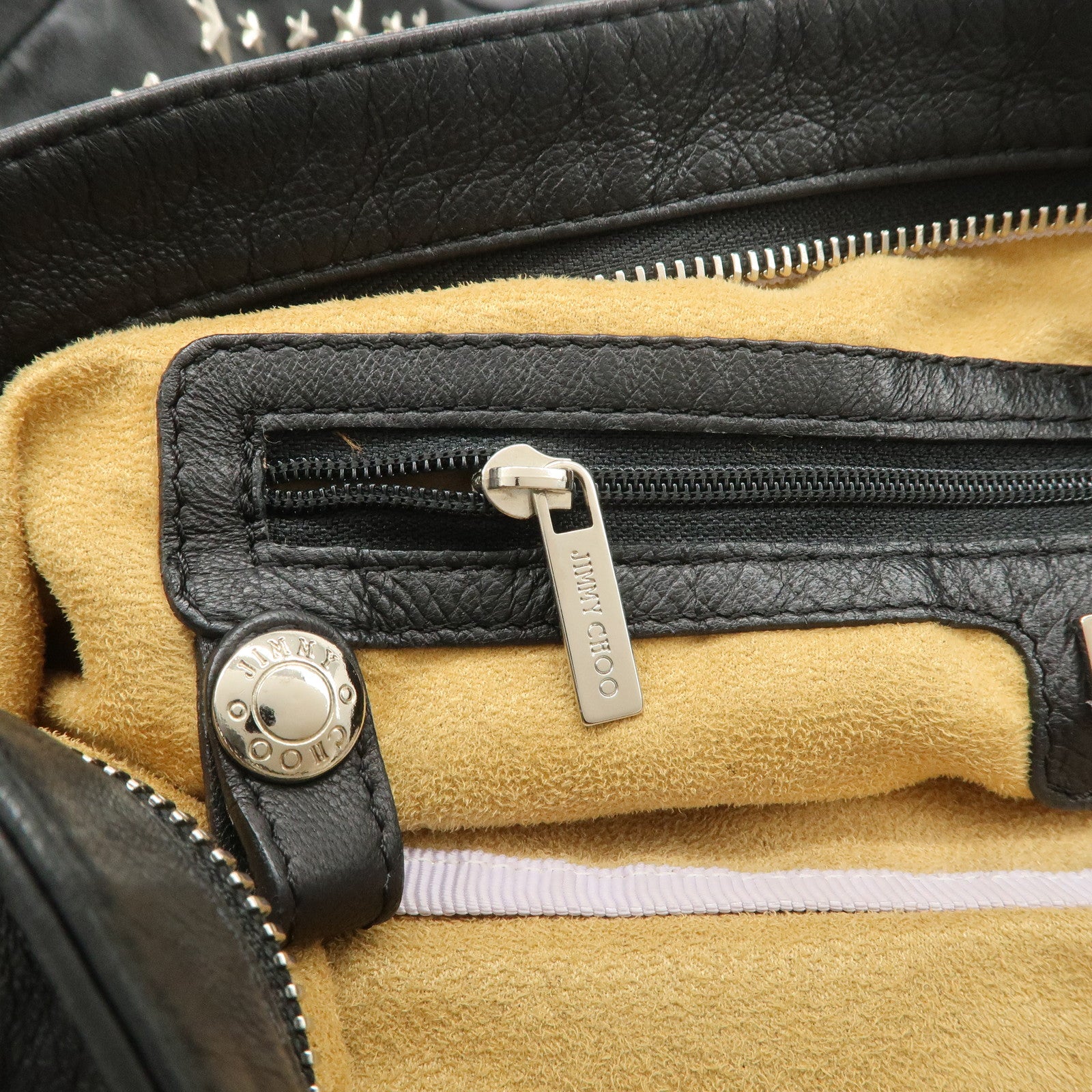 JIMMY CHOO Sky Bag Studs Leather Shoulder Bag Black