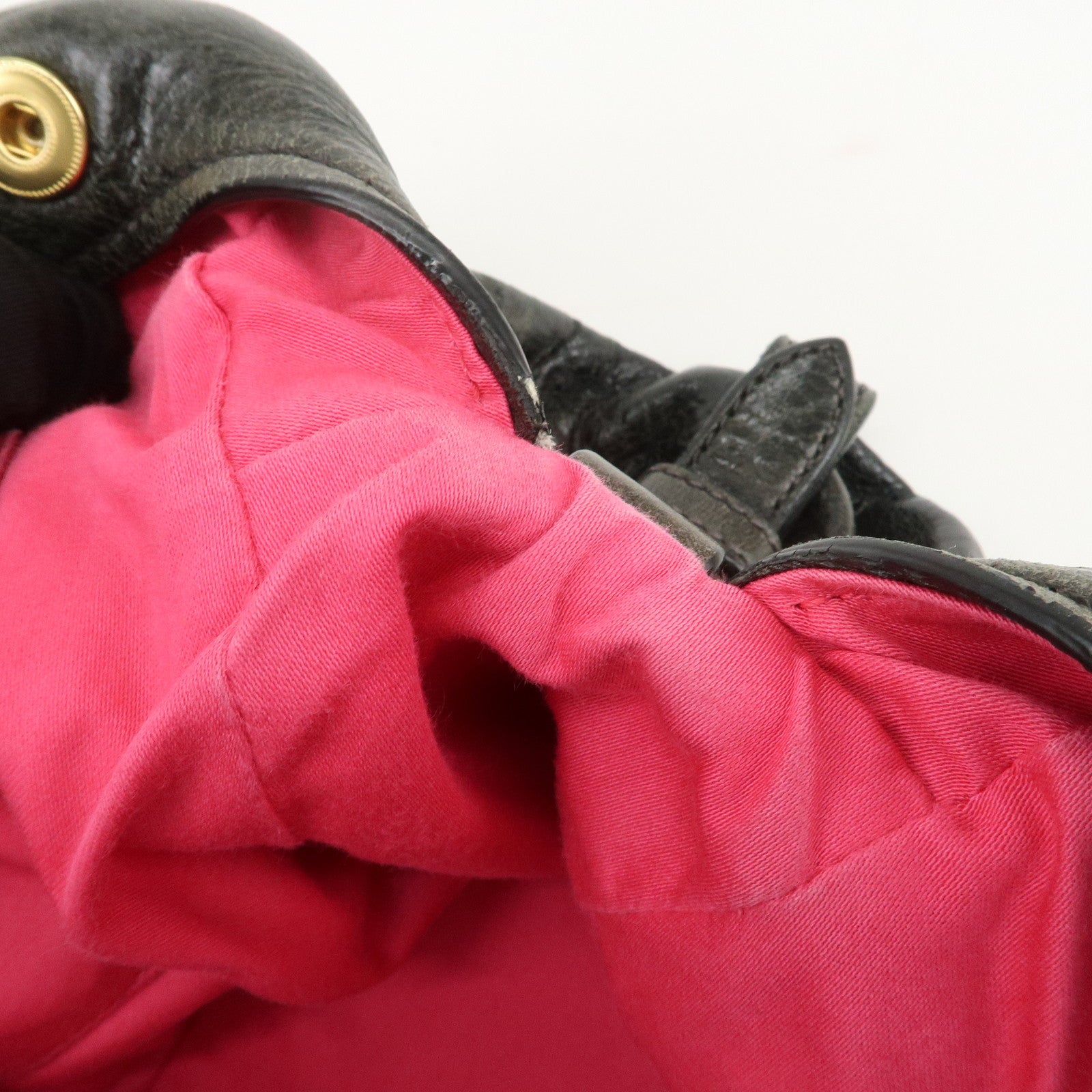 MIU MIU Logo Leather 2Way Bag Hand Bag Shoulder Bag Black