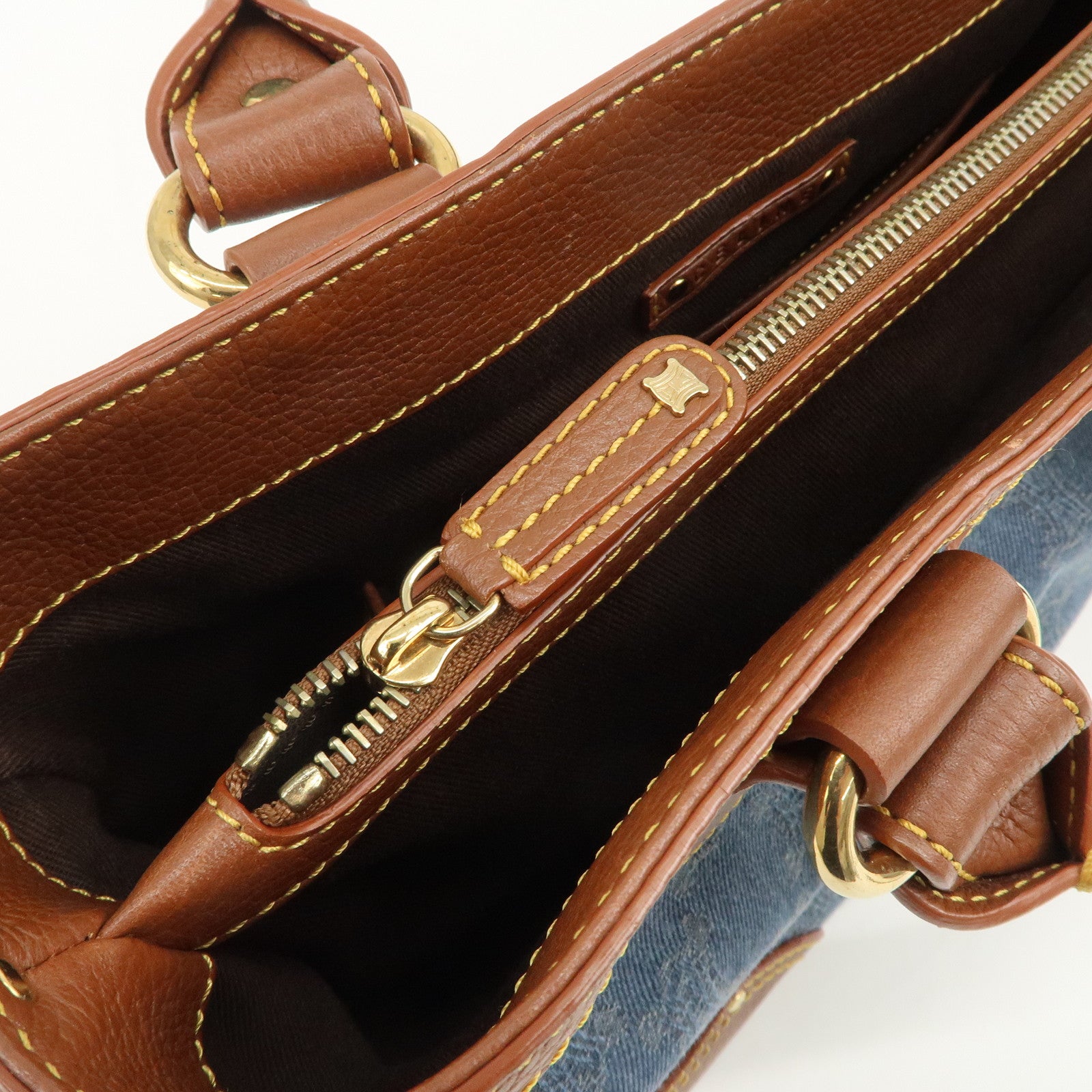 CELINE Macadam Denim Leather Boogie Bag Blue Brown