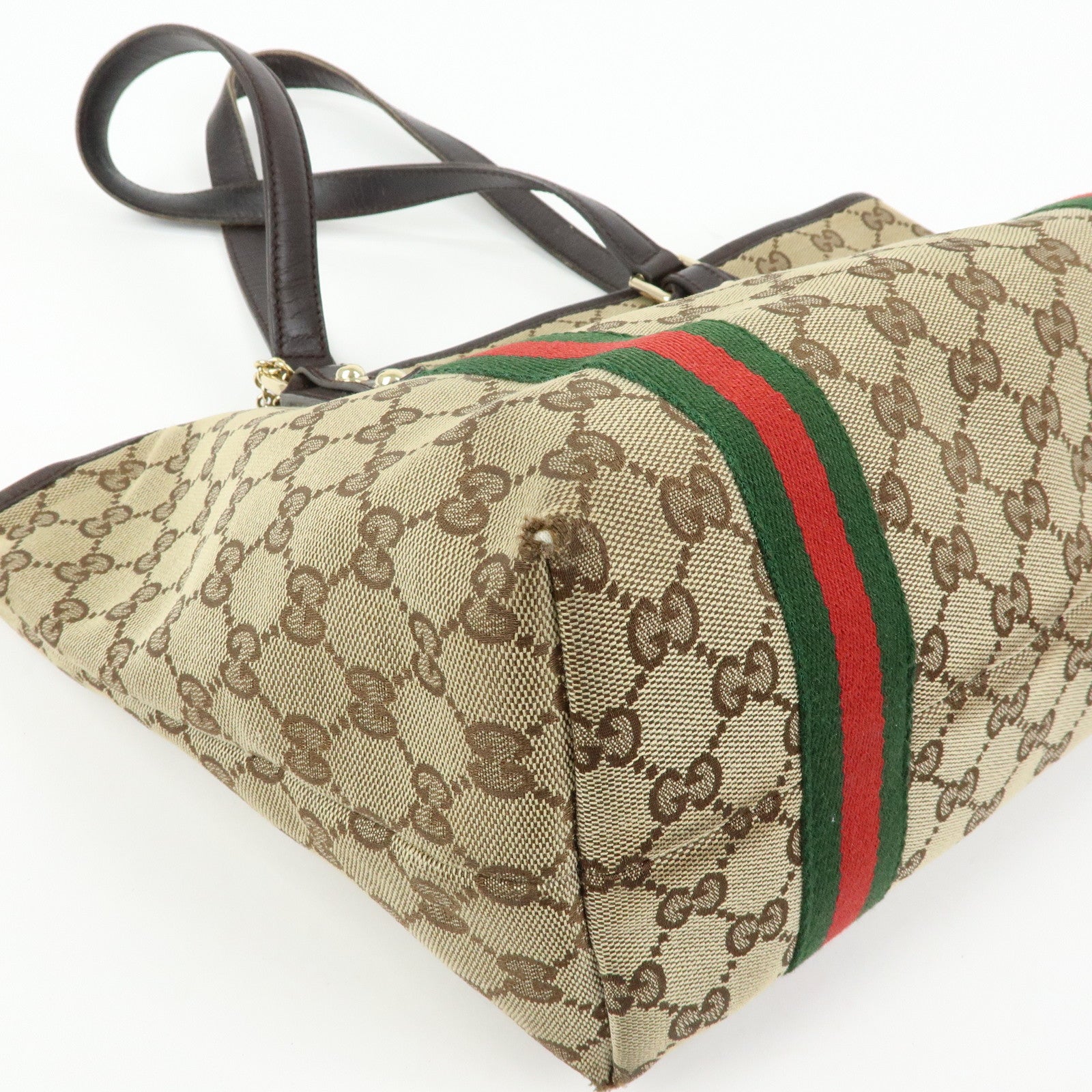 GUCCI Sherry GG Monogram Tote Bag Shoulder Bag Beige Brown 137396
