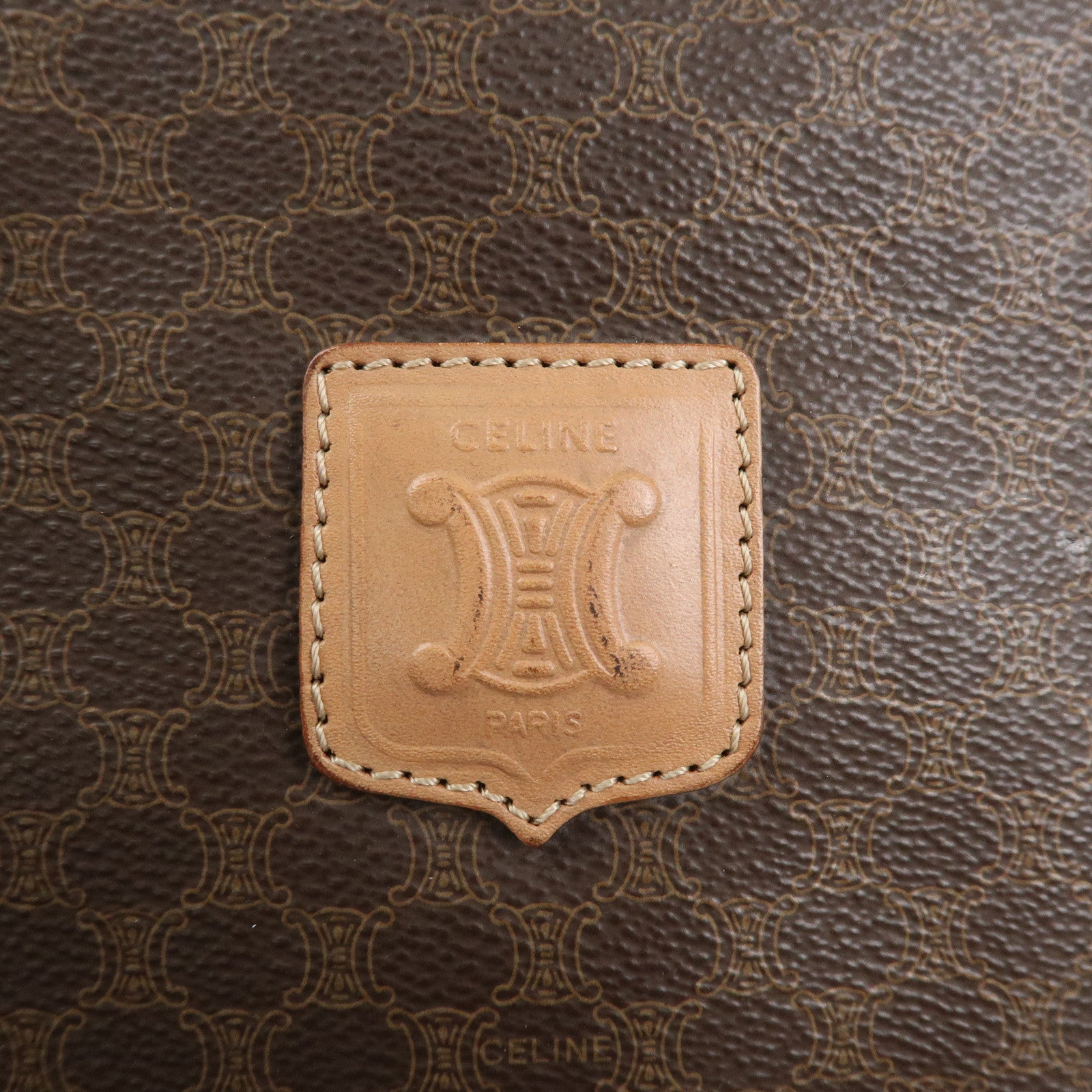 CELINE Macadam PVC Leather Boston Bag Hand Bag Brown