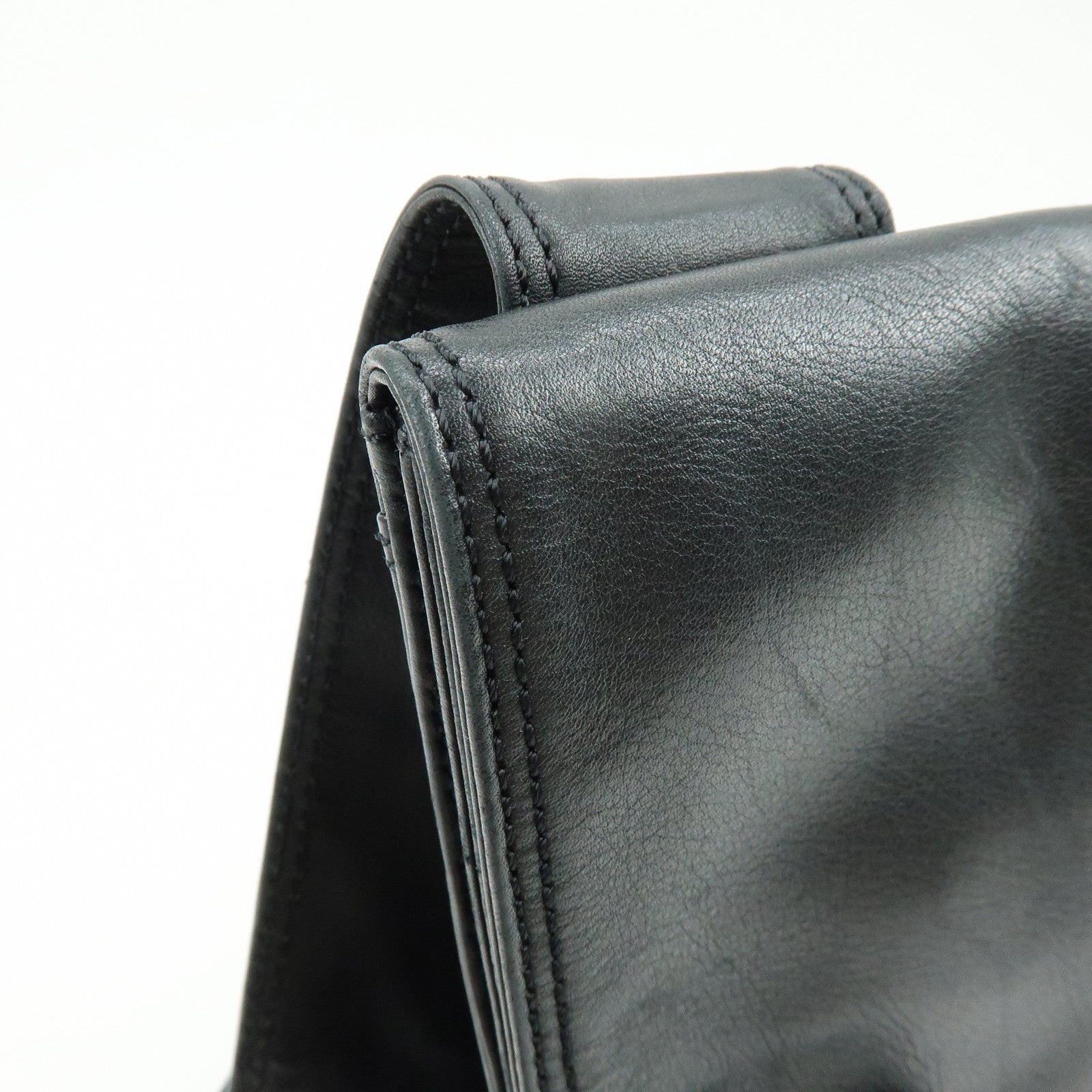 CHANEL Logo Lamb Skin Shoulder Bag Crossbody Bag Black